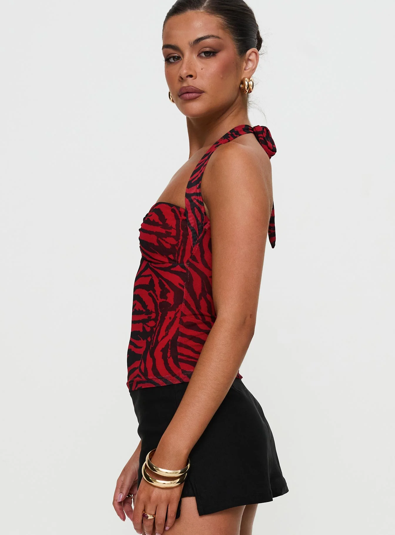 Cielo Mesh Halter Top Red Zebra - Image 9