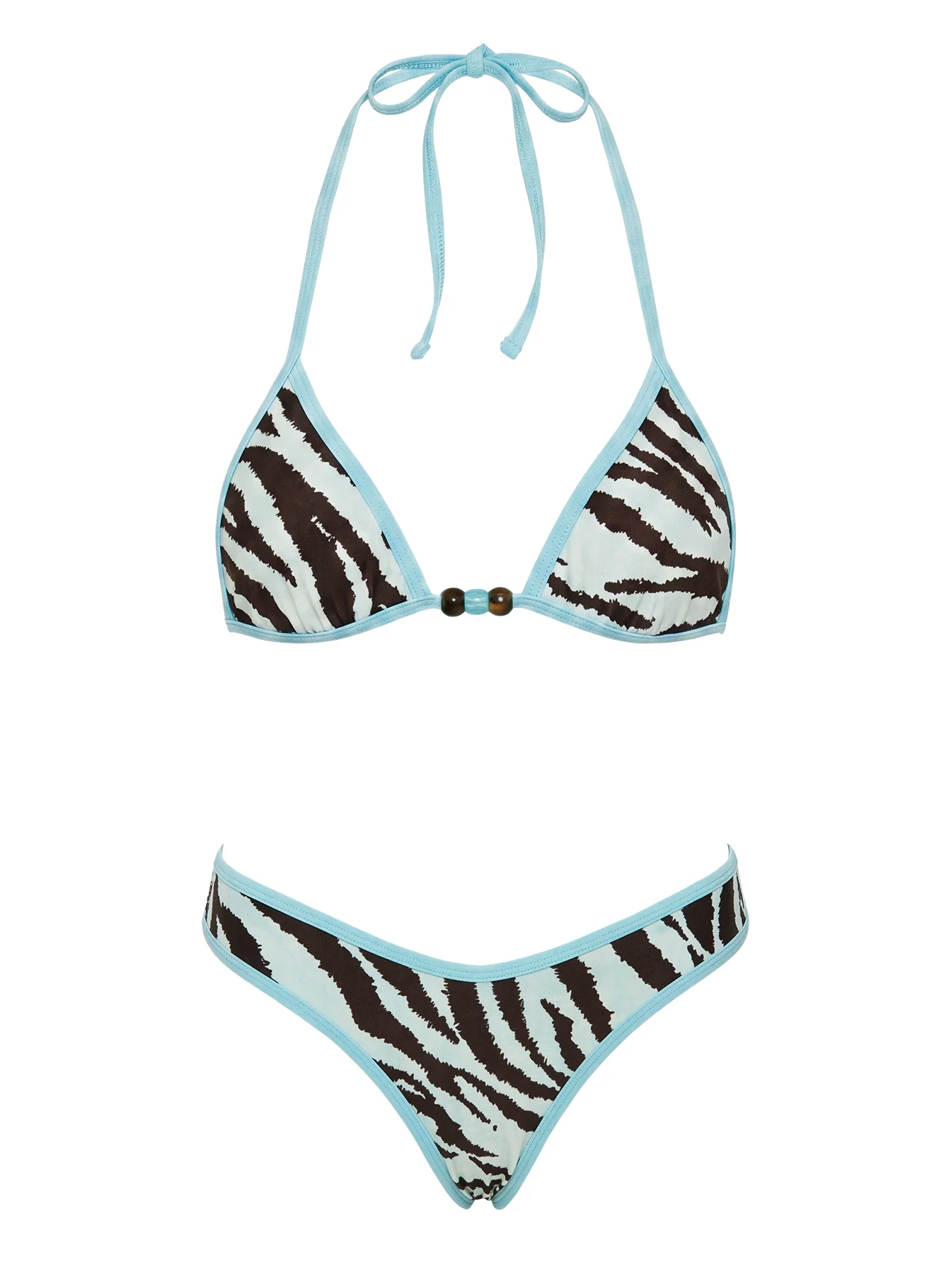 Cirene High Side Cheeky Bikini Bottoms Zebra / Blue - Image 5