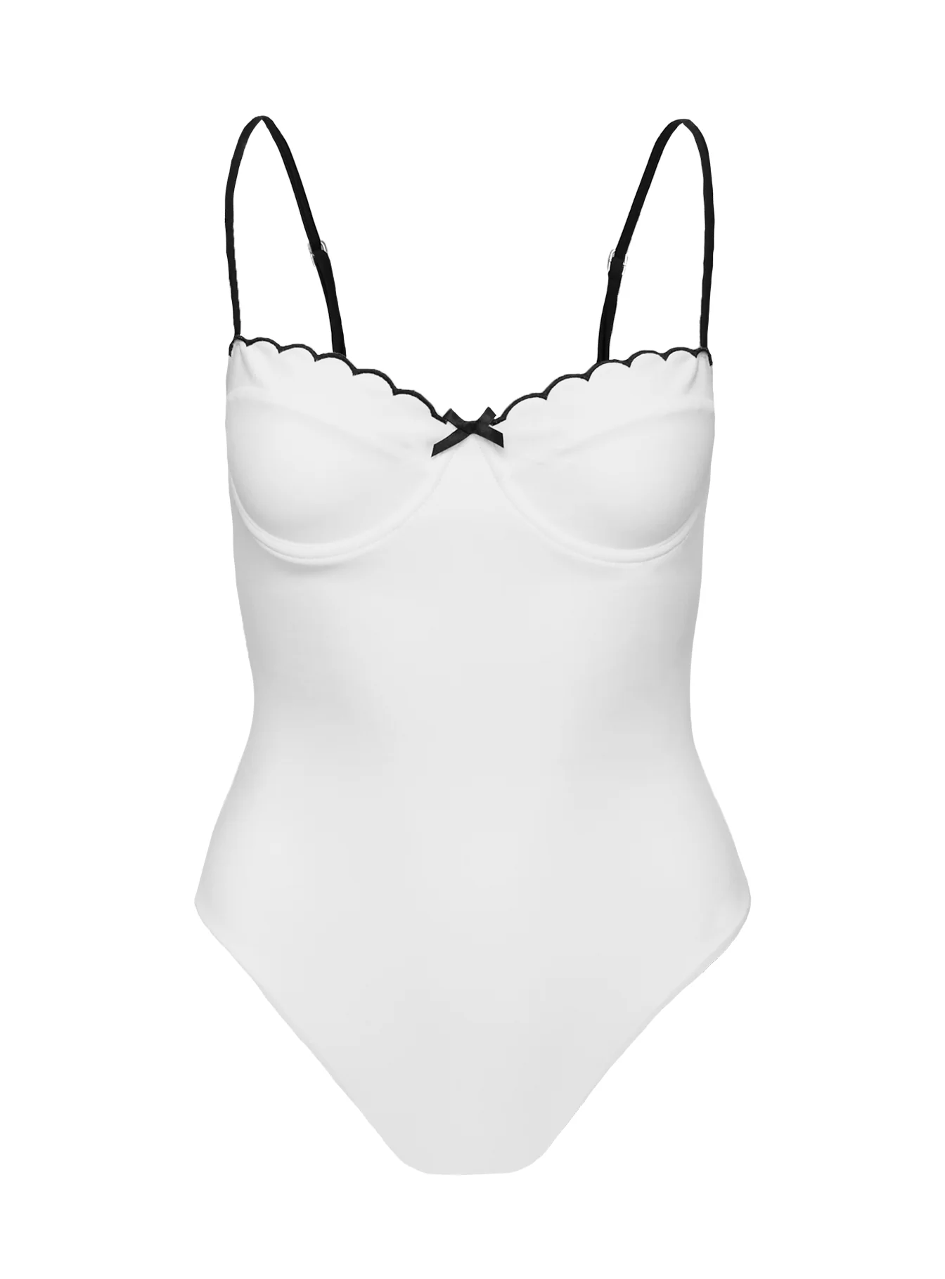 Claryssa Scallop One Piece White / Black - Image 4