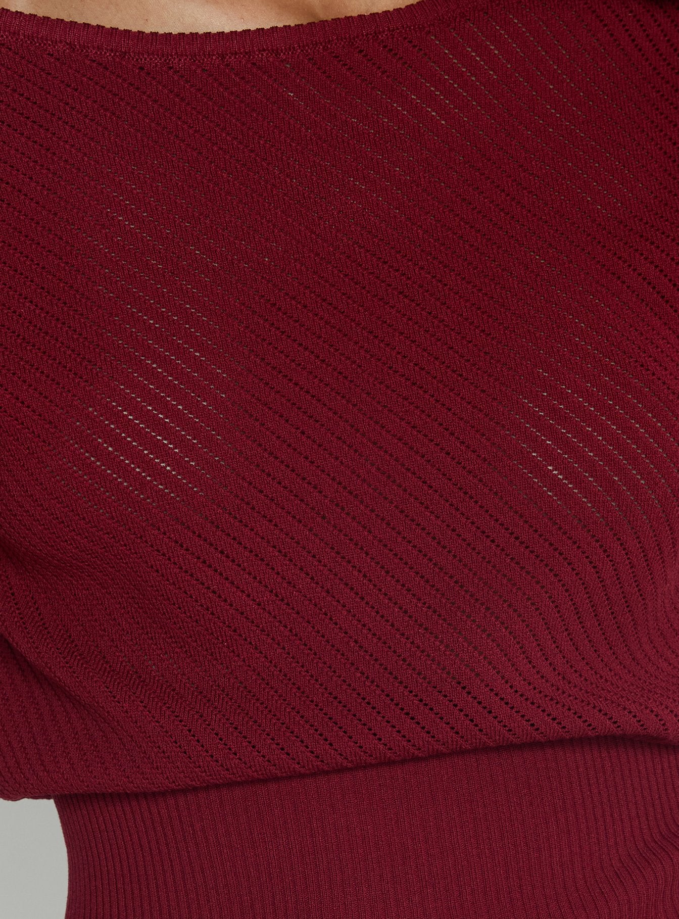 Cloud Tempo Boat Neck Cinched Knit Top Wine - Image 6