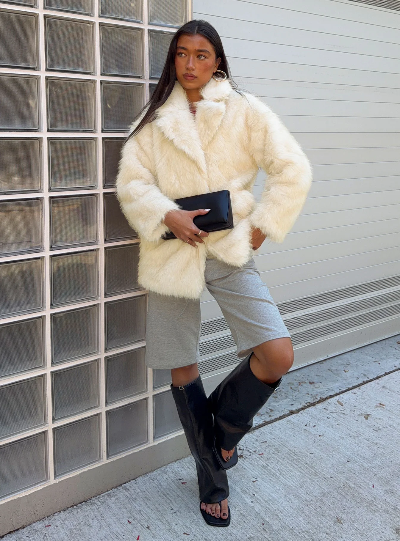 Clova Faux Fur Coat White