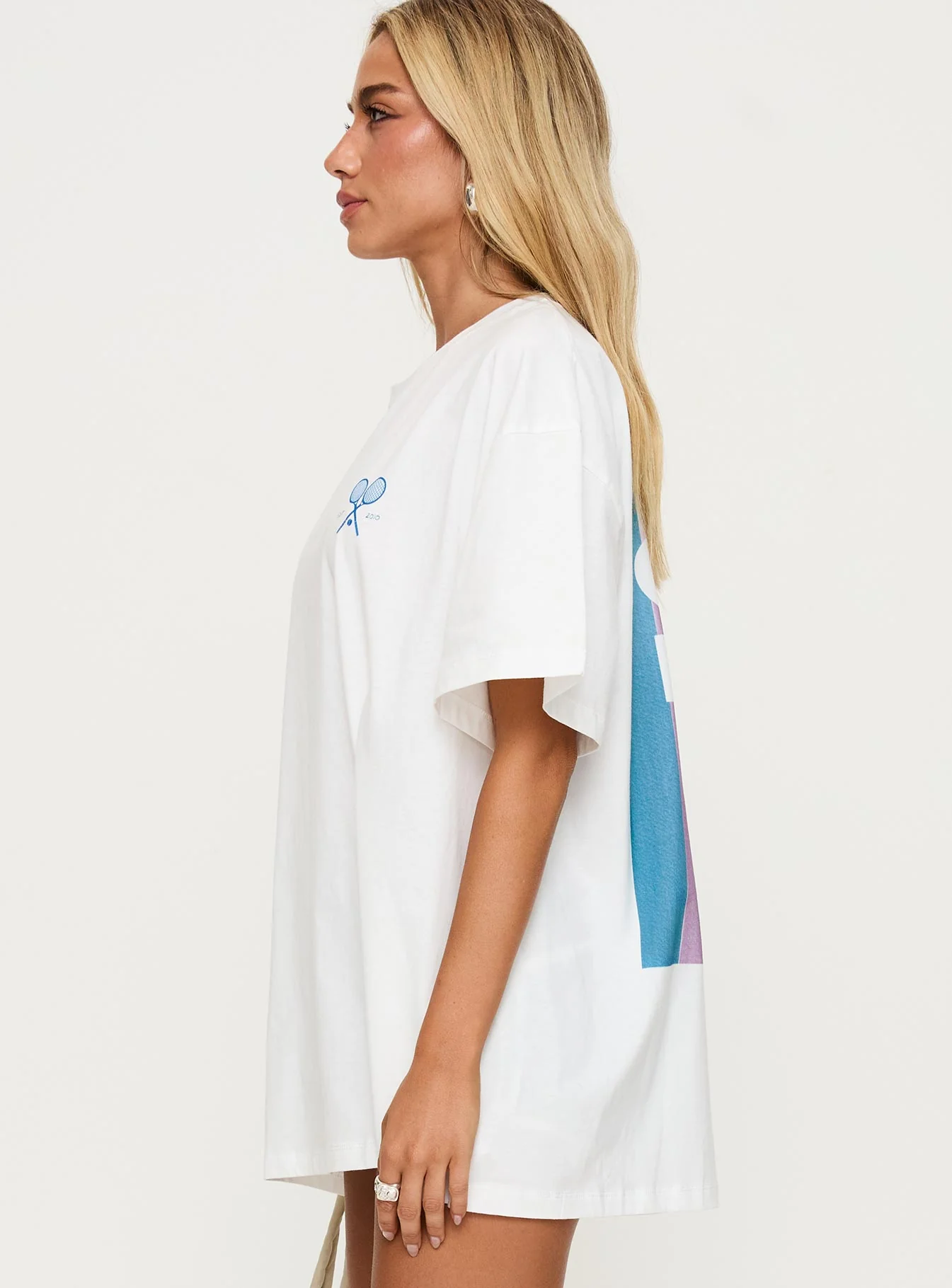 Club Polly Oversized Tee White - Image 4