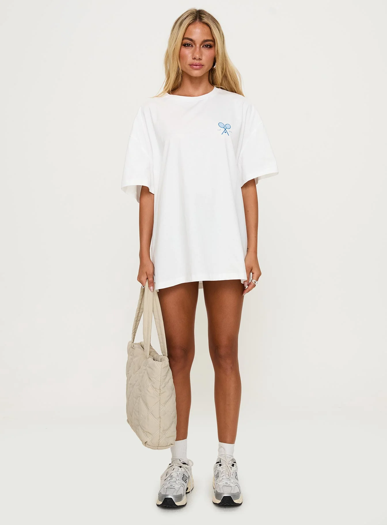 Club Polly Oversized Tee White - Image 7
