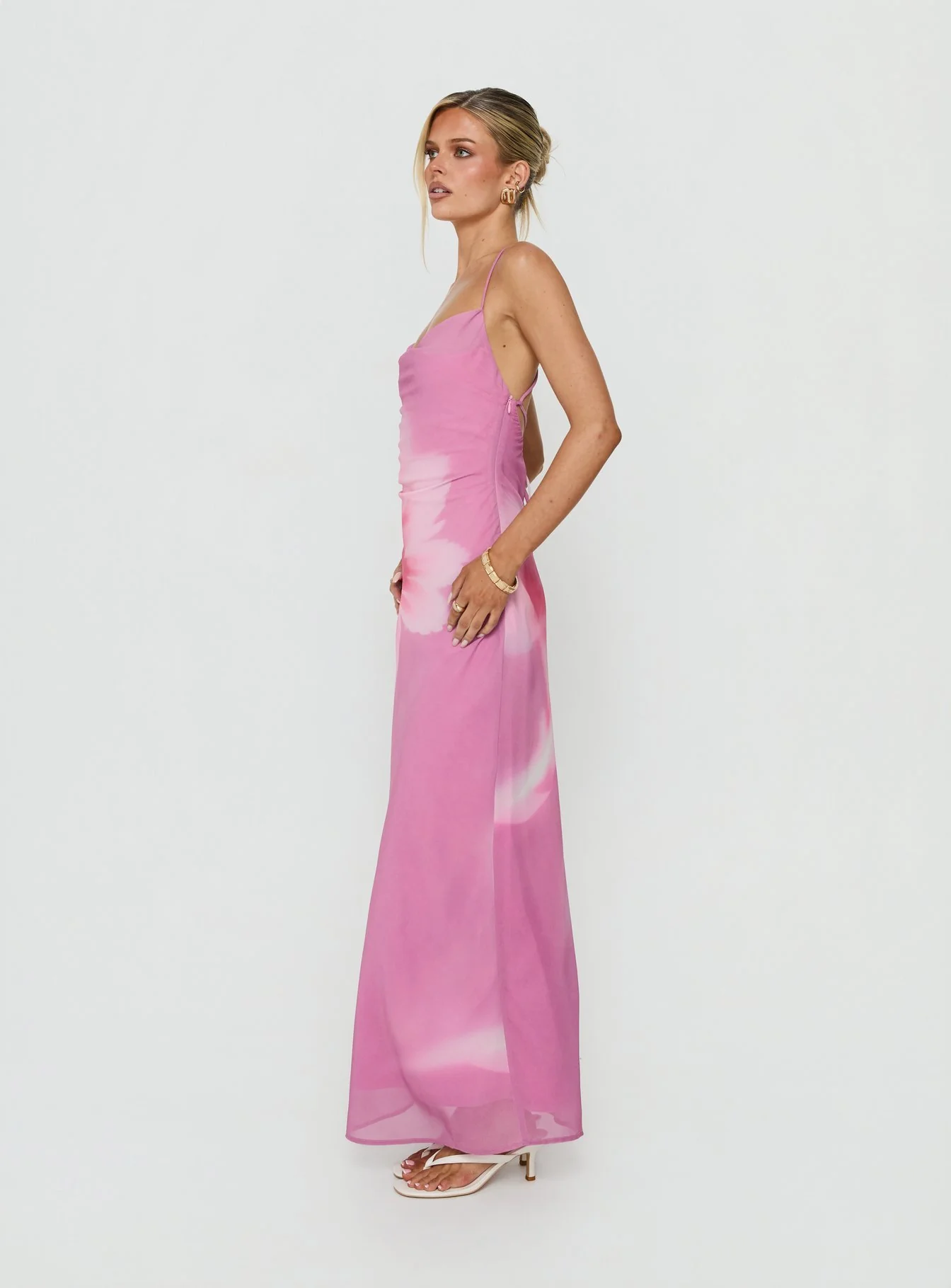 Coletta Cowl Neck Maxi Dress Pink Floral - Image 3