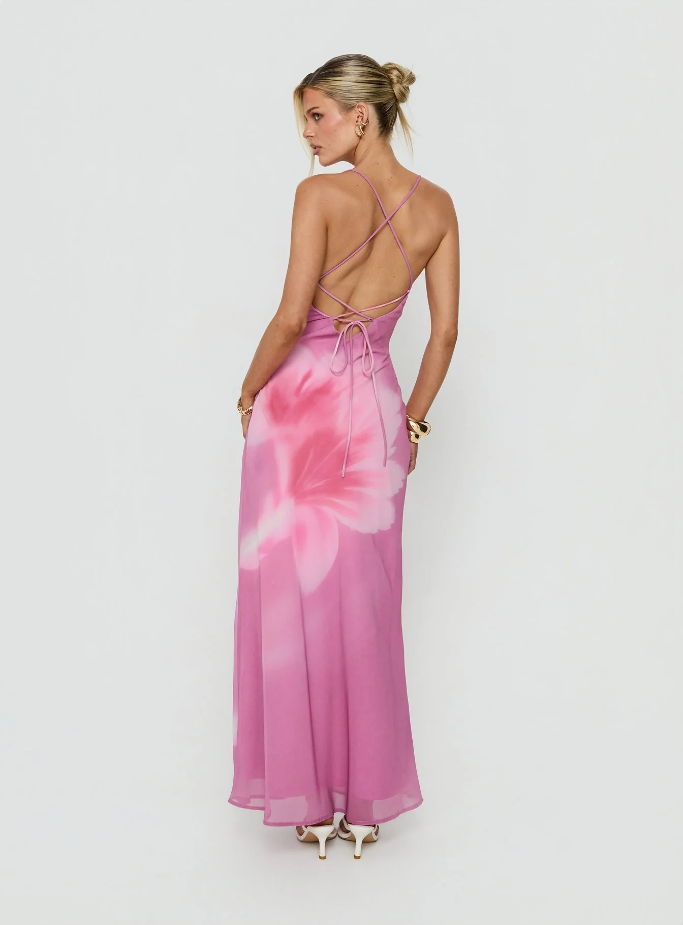 Coletta Cowl Neck Maxi Dress Pink Floral - Image 4
