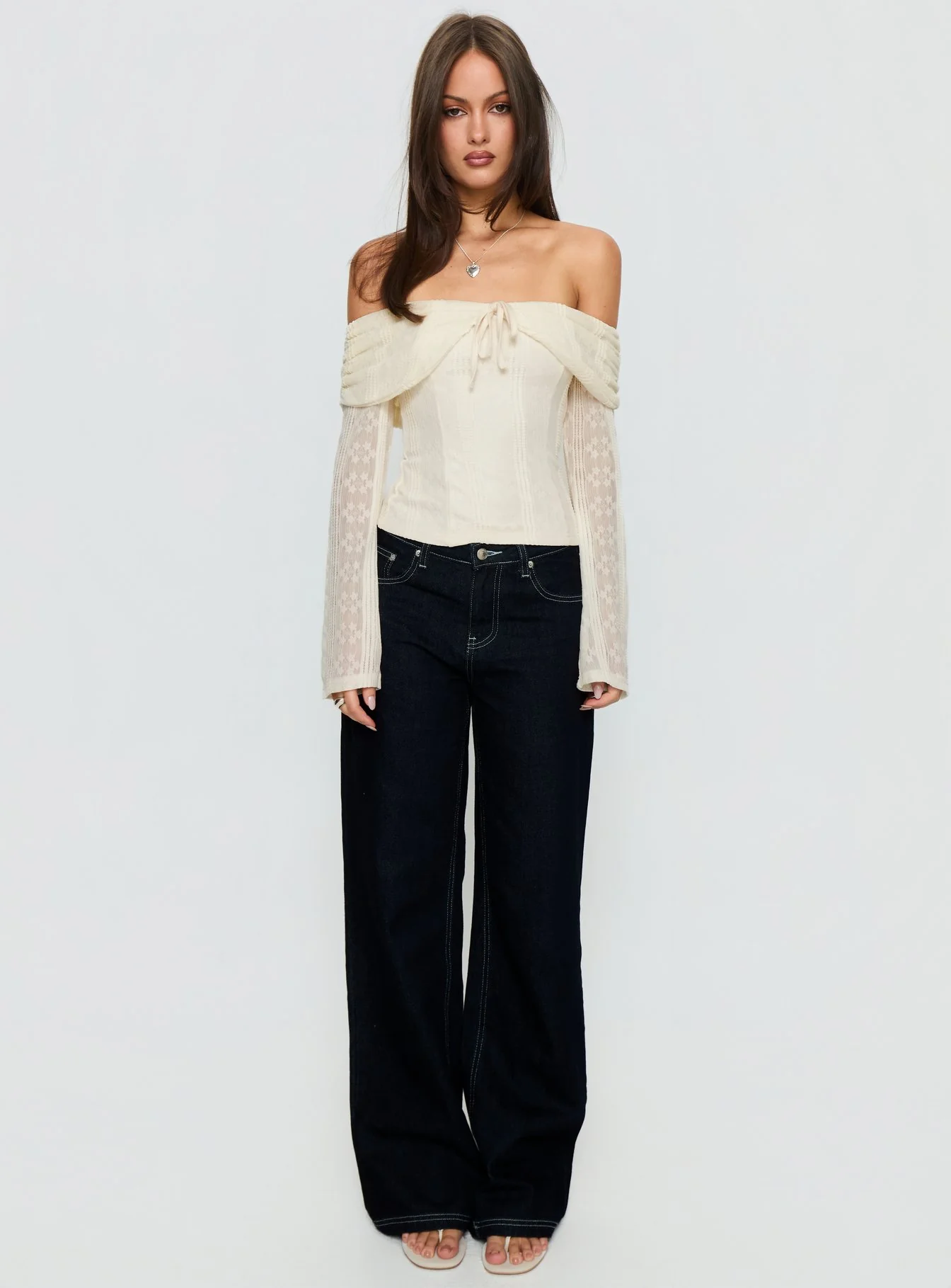 Colettie Long Sleeve Top Cream - Image 7