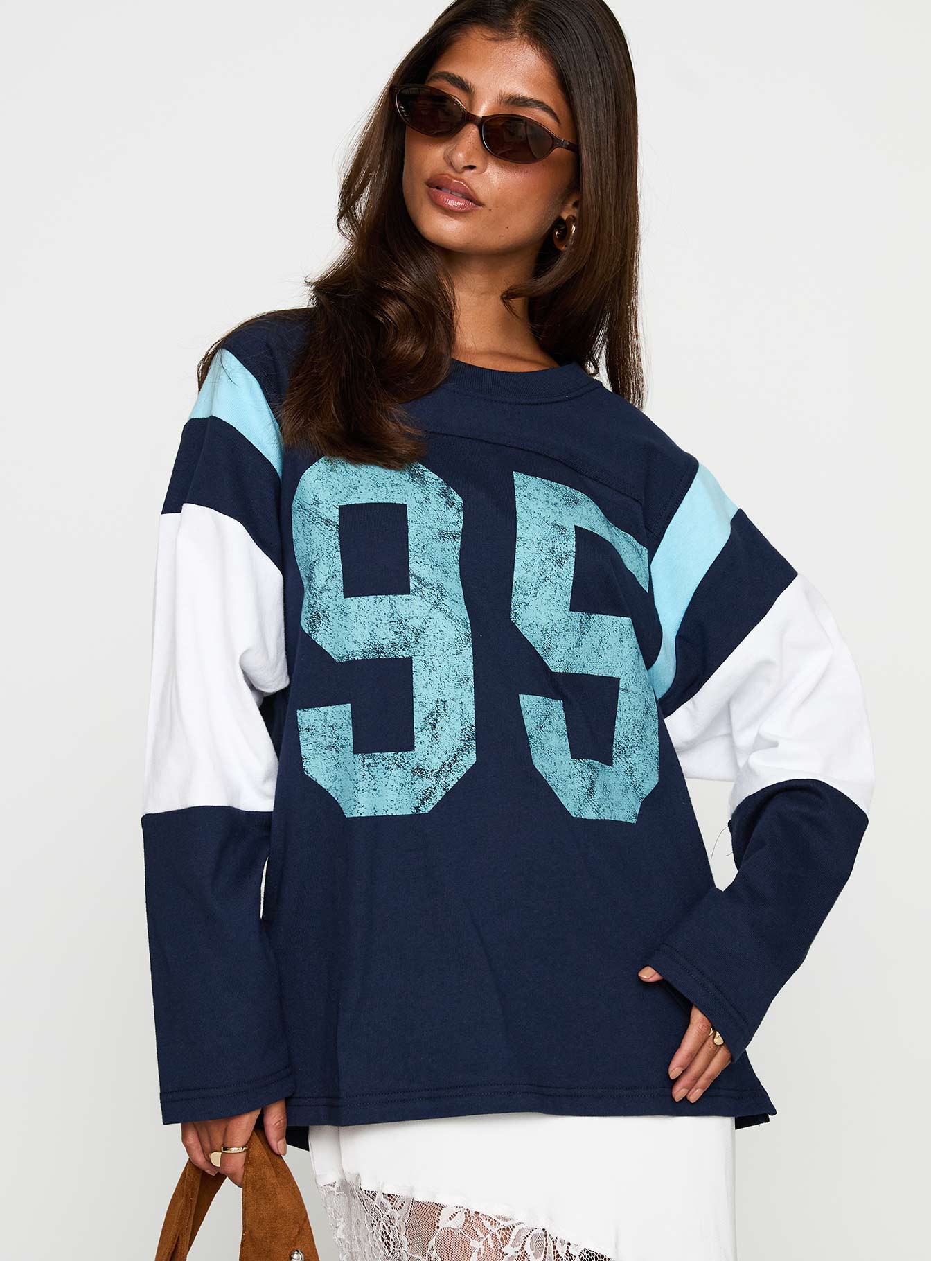 Collegiate Queen Long Sleeved Top Navy - Image 2