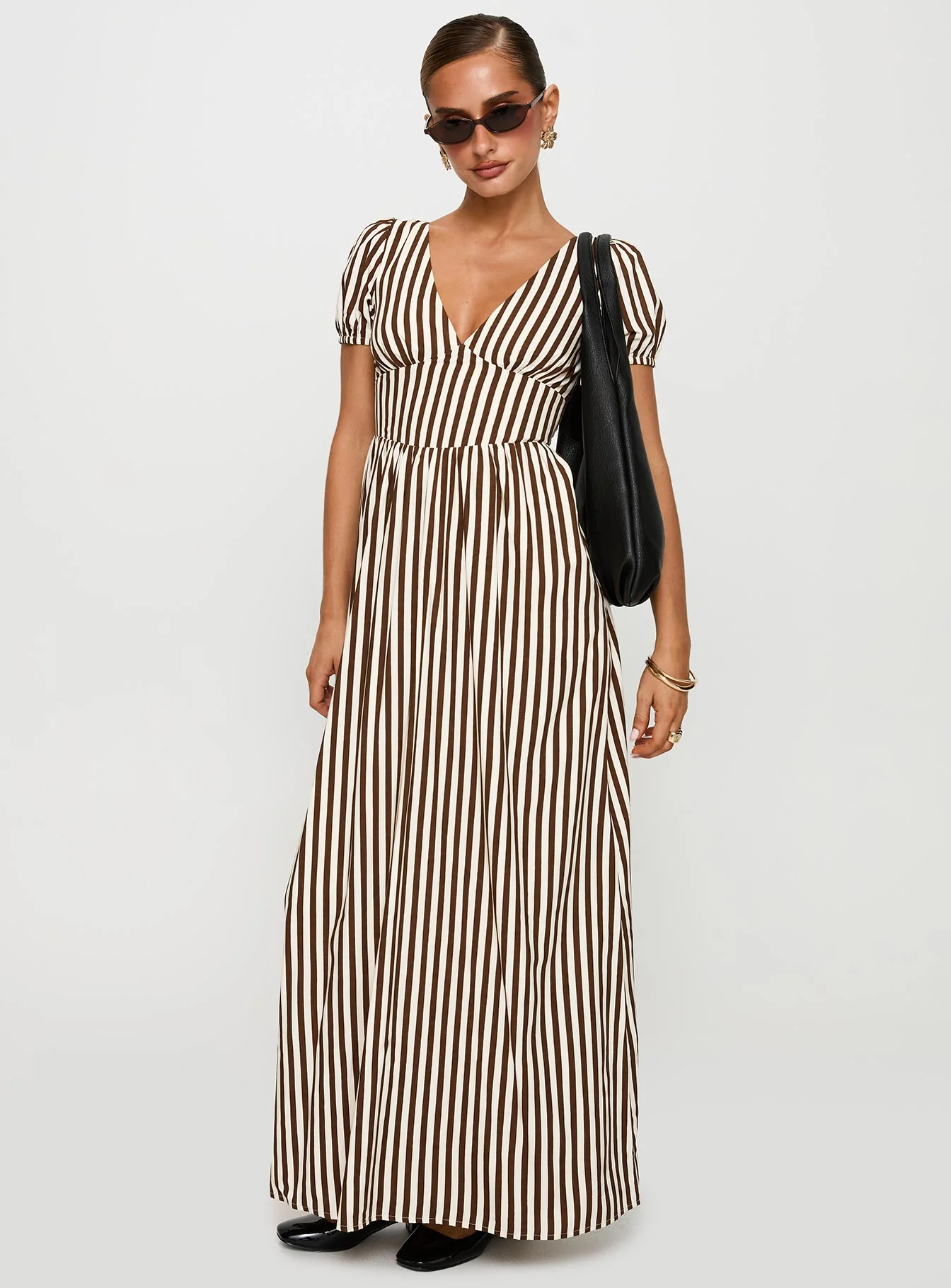Collyns Maxi Dress Beige Pinstripe - Image 2