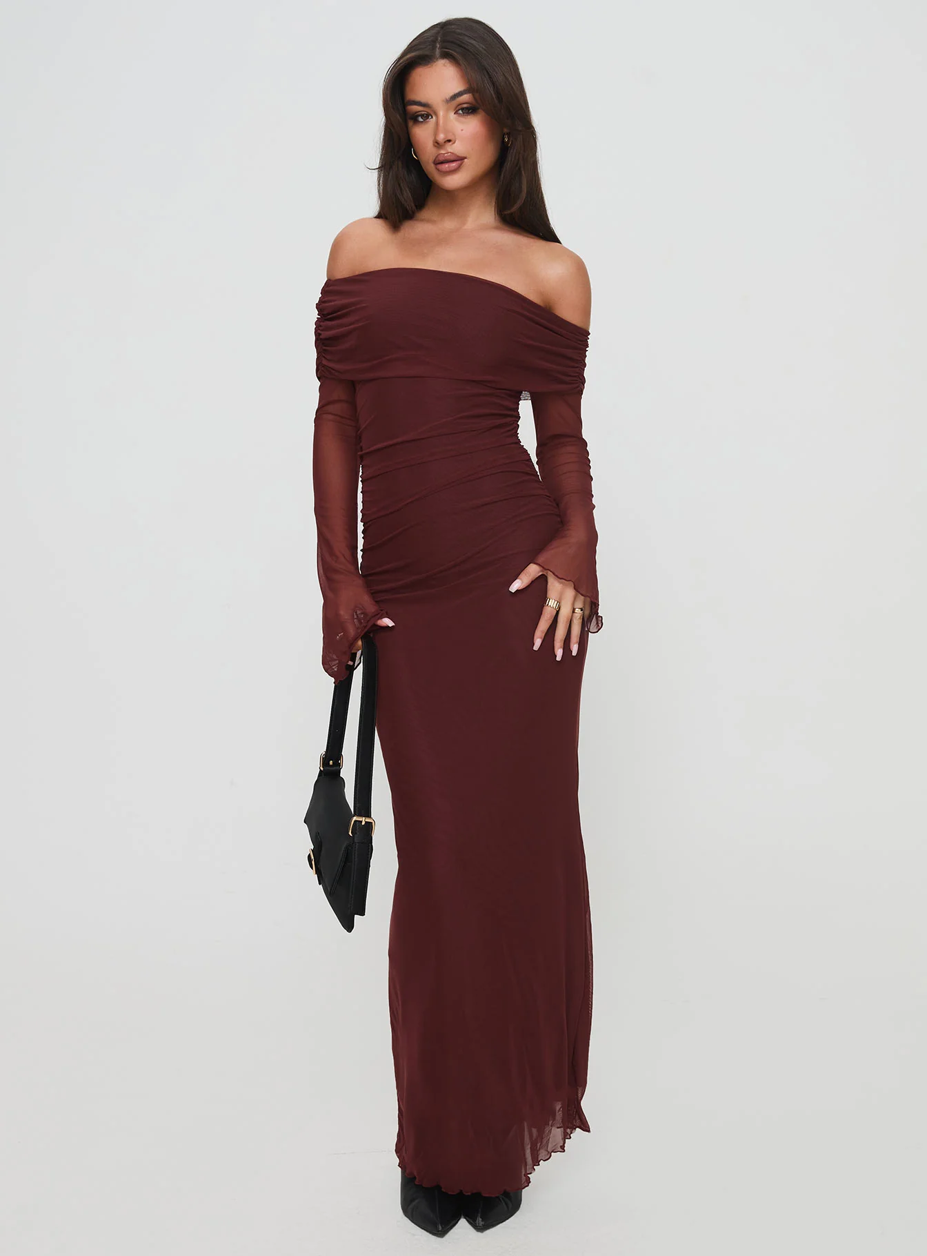 Consideration Long Sleeve Maxi Dress Chocolate - Image 2