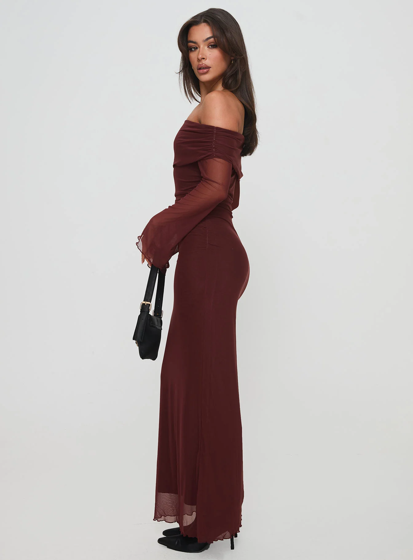 Consideration Long Sleeve Maxi Dress Chocolate - Image 3