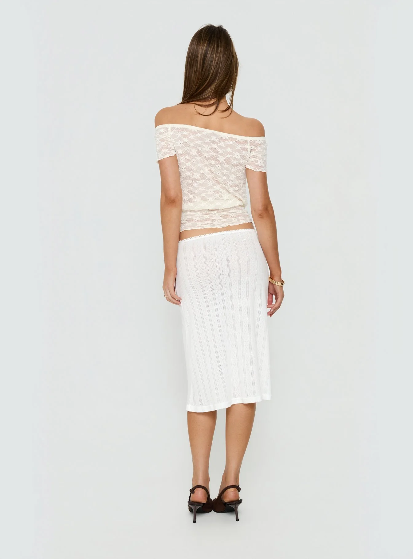 Coralyne Pointelle Midi Skirt White - Image 5