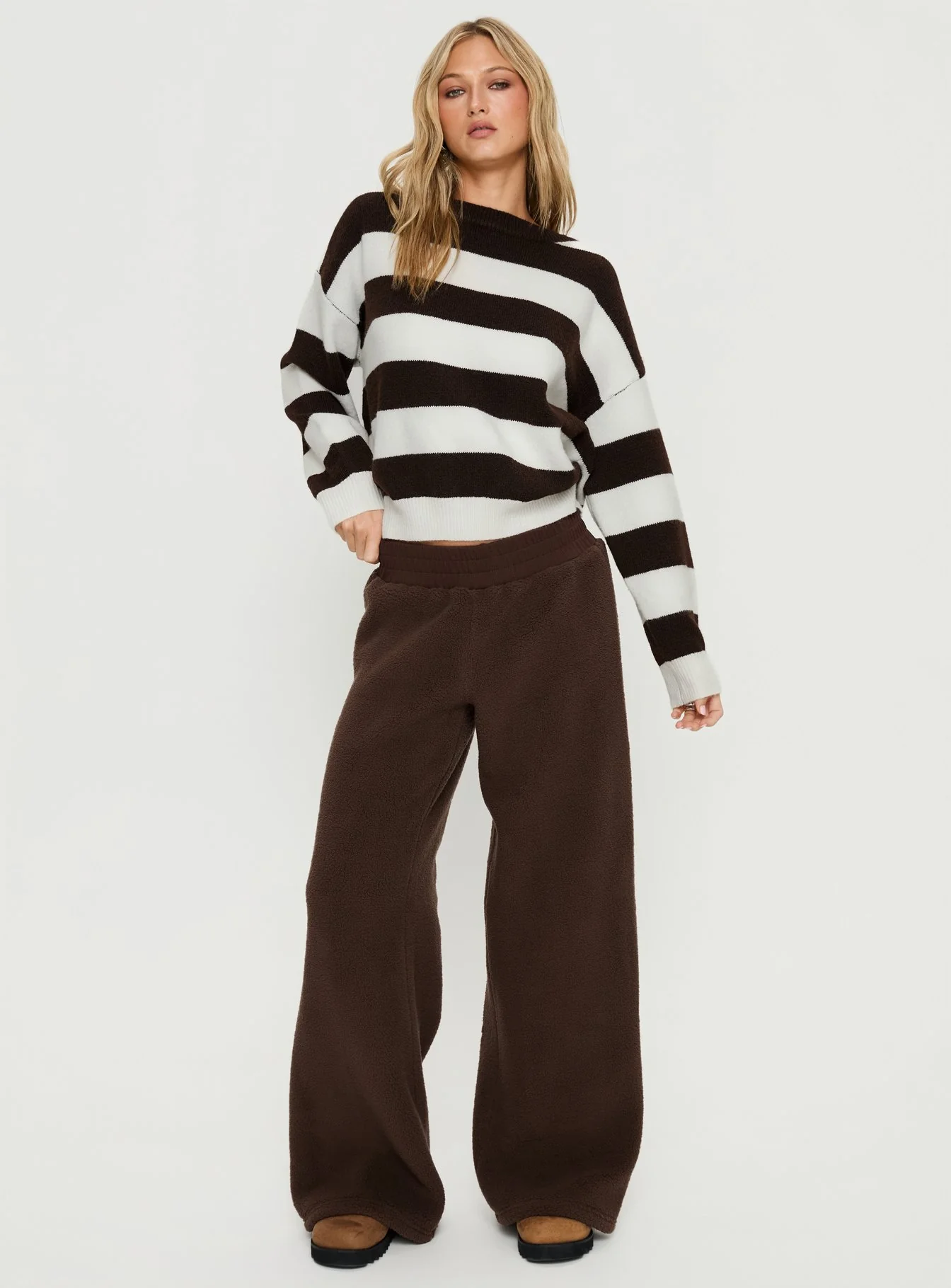 Corlie Crew Neck Knit Sweater Brown Stripe - Image 2
