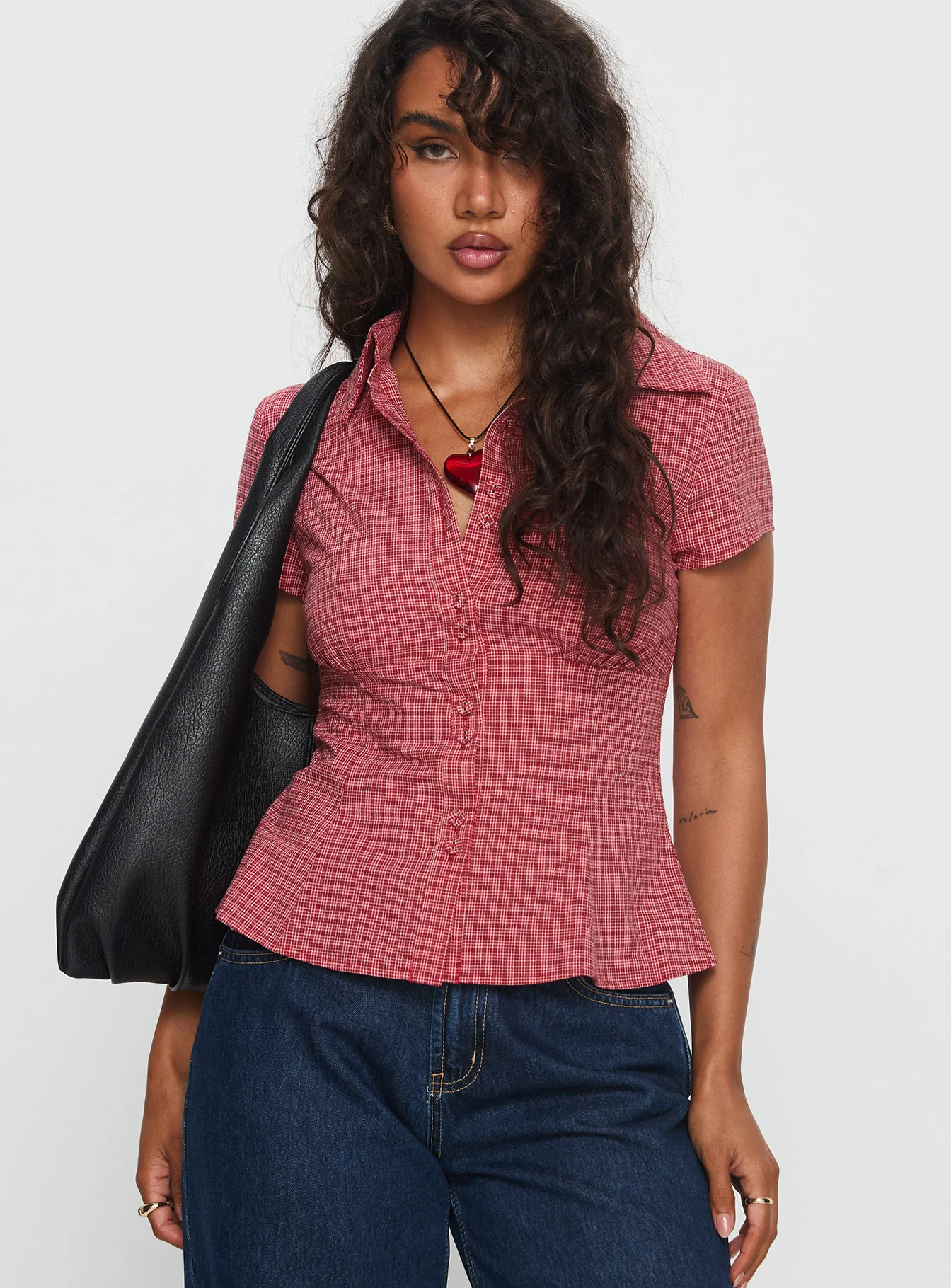 Cottesloe Blouse Top Red Check - Image 2