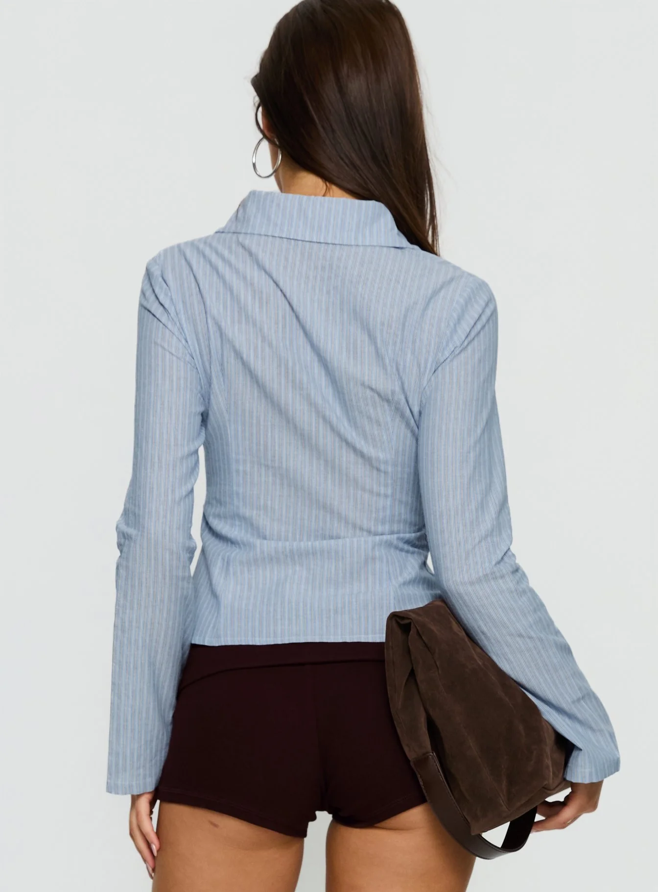 Cottesloe Long Sleeve Blouse Top Blue Stripe - Image 4