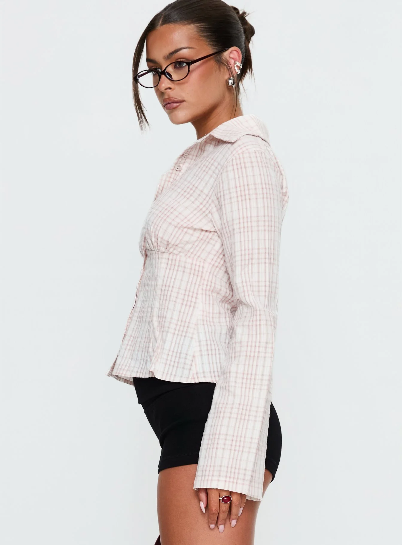 Cottesloe Long Sleeve Blouse Top Pink Check - Image 4