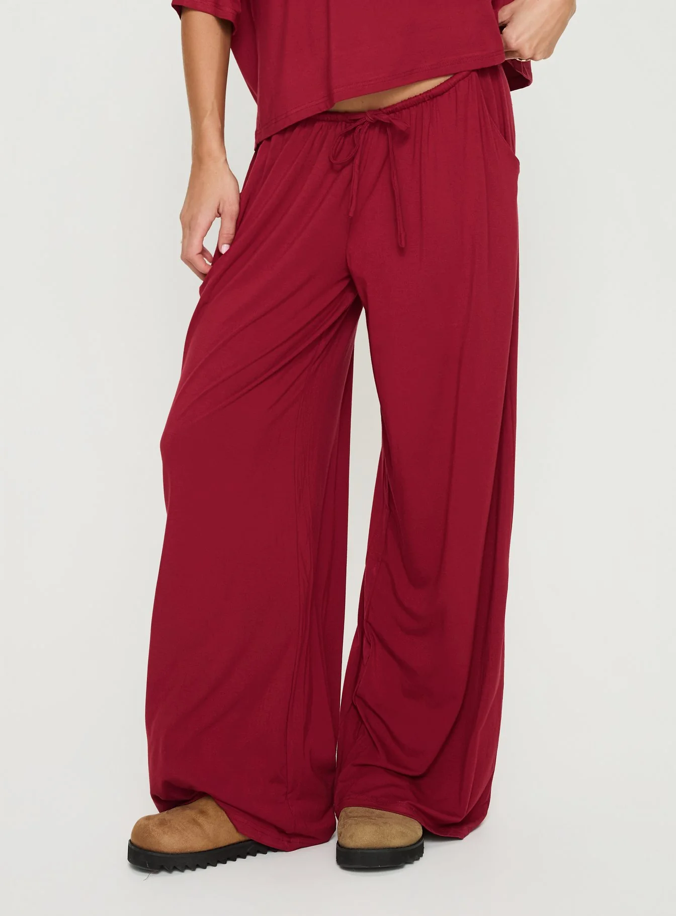 Cozy Hour Sleep Relaxed Pants Red - Image 2