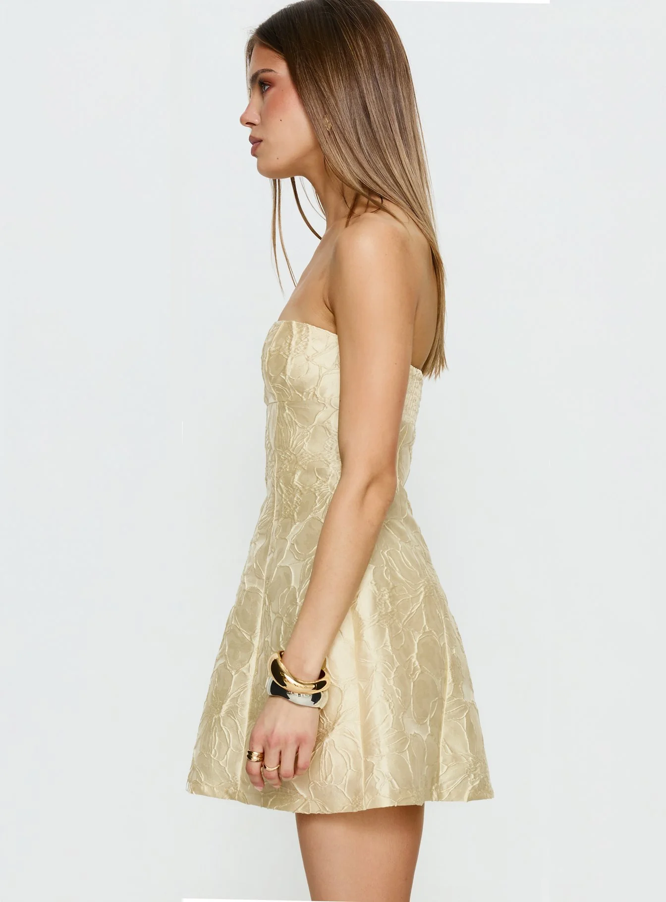 Cross Your Heart Strapless Mini Dress Lemon - Image 3