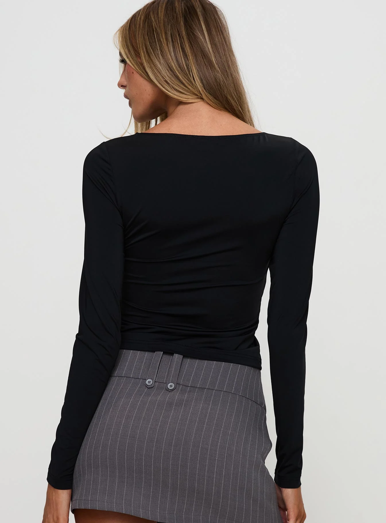 Crowded Room Button Up Long Sleeve Top Black - Image 5