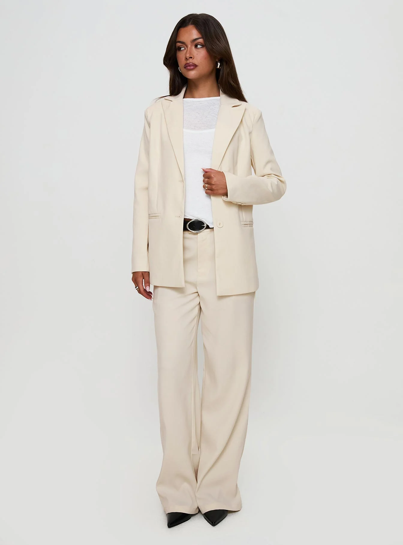 Crowd Pleaser Oversized Blazer Cream - Image 3
