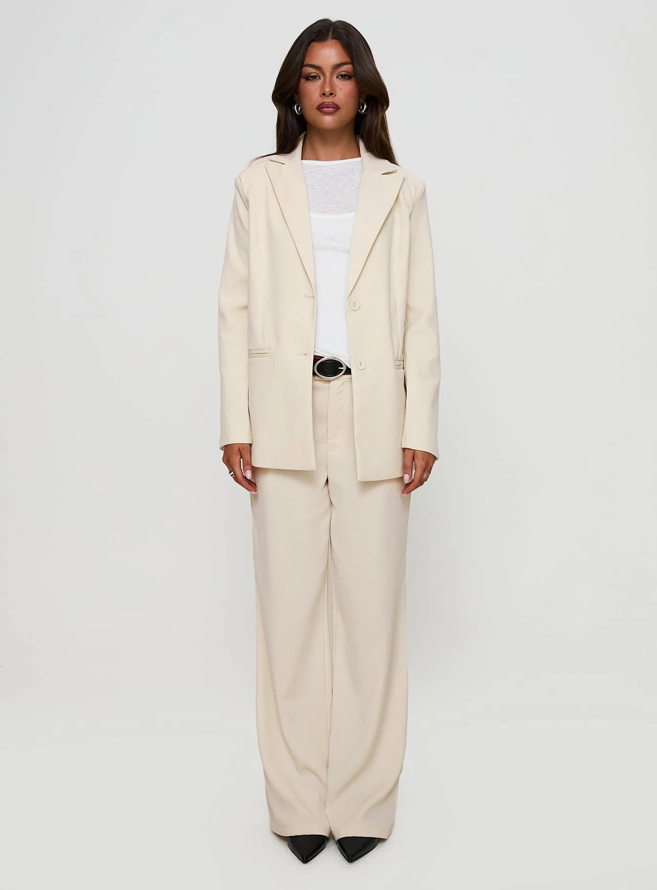 Crowd Pleaser Oversized Blazer Cream - Image 7