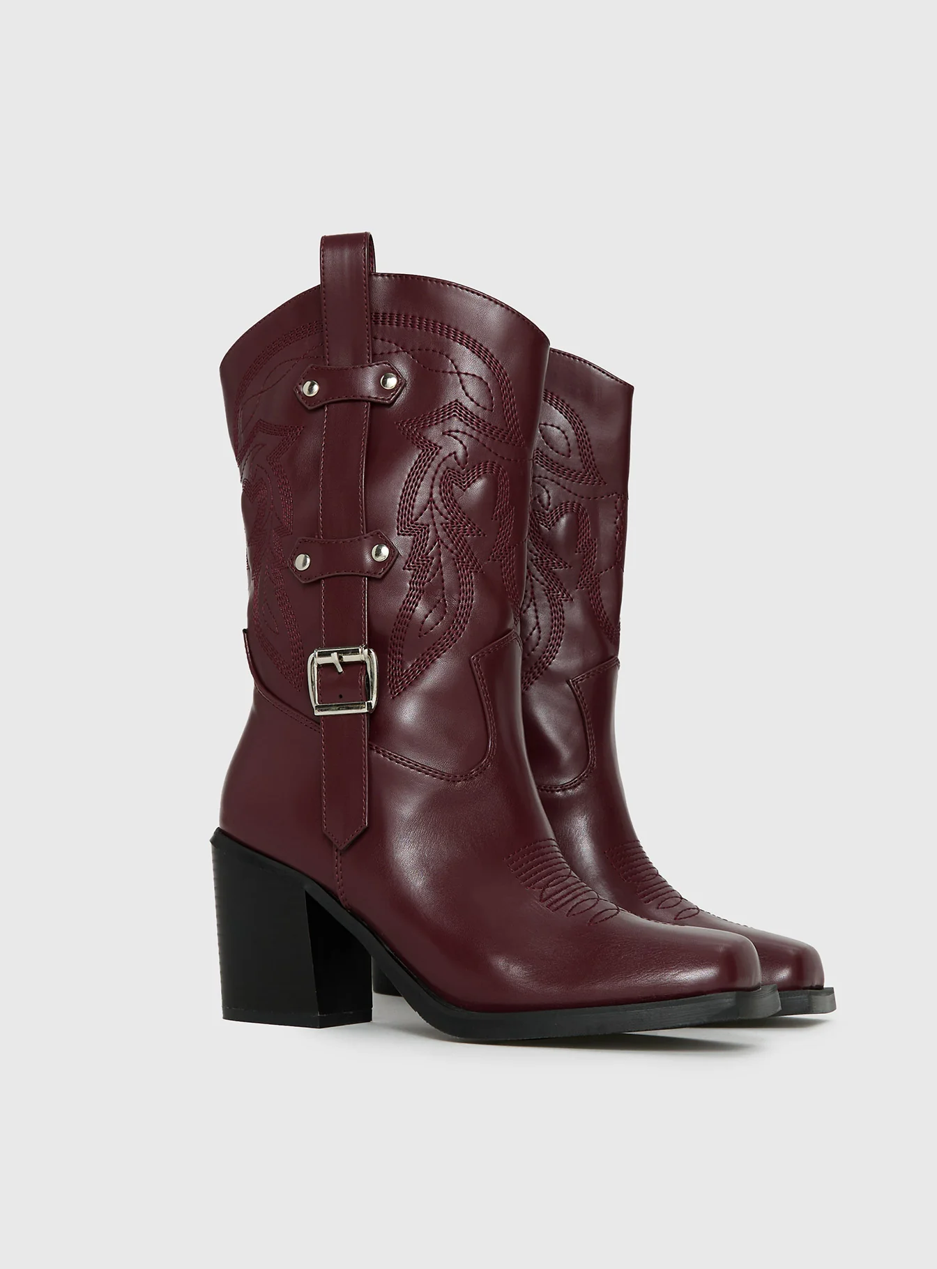 Cypress Western Boots Burgundy - Image 2