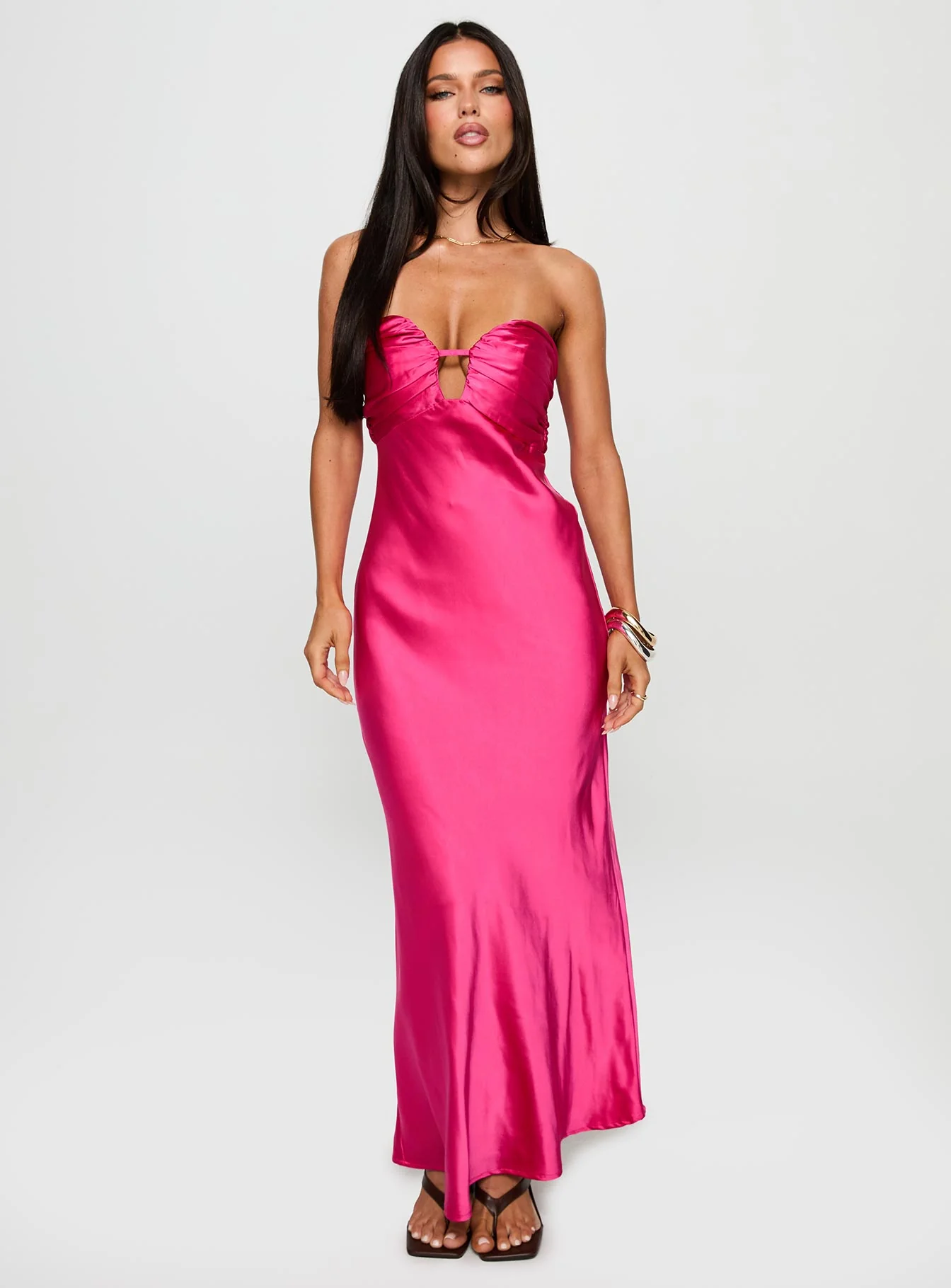 Cyprian Strapless Maxi Dress Hot Pink - Image 2