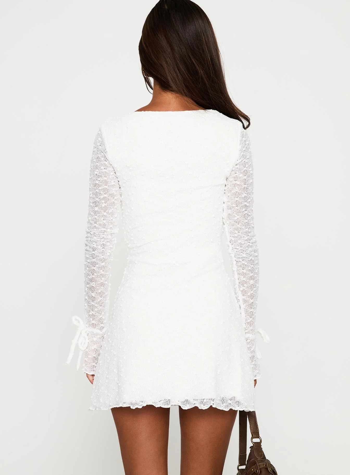 Dalzine Long Sleeve Mini Dress White - Image 5