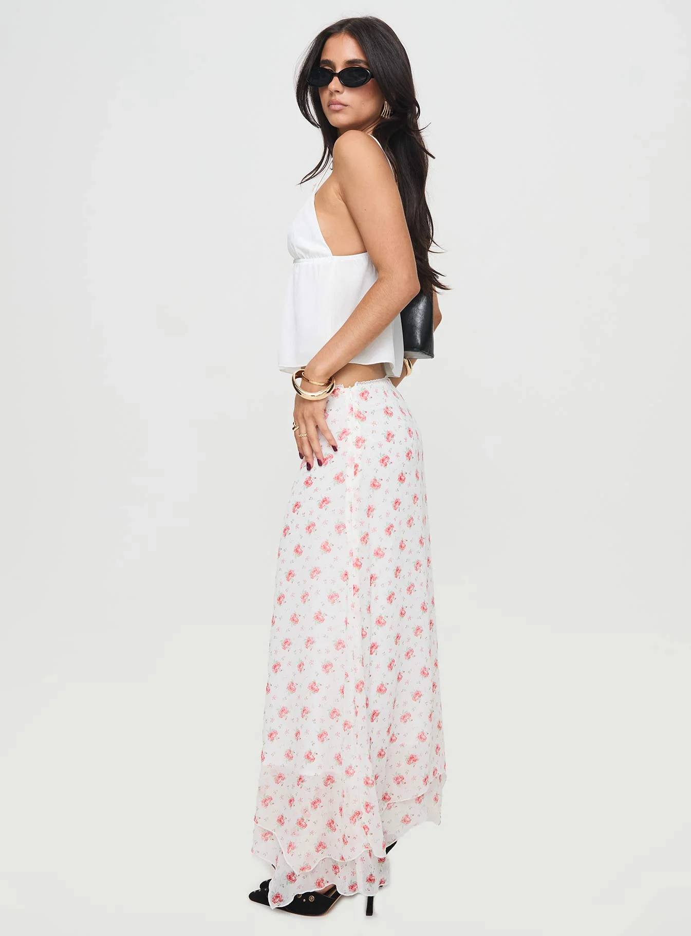 Dancing In A Field Maxi Skirt Pink Floral - Image 4