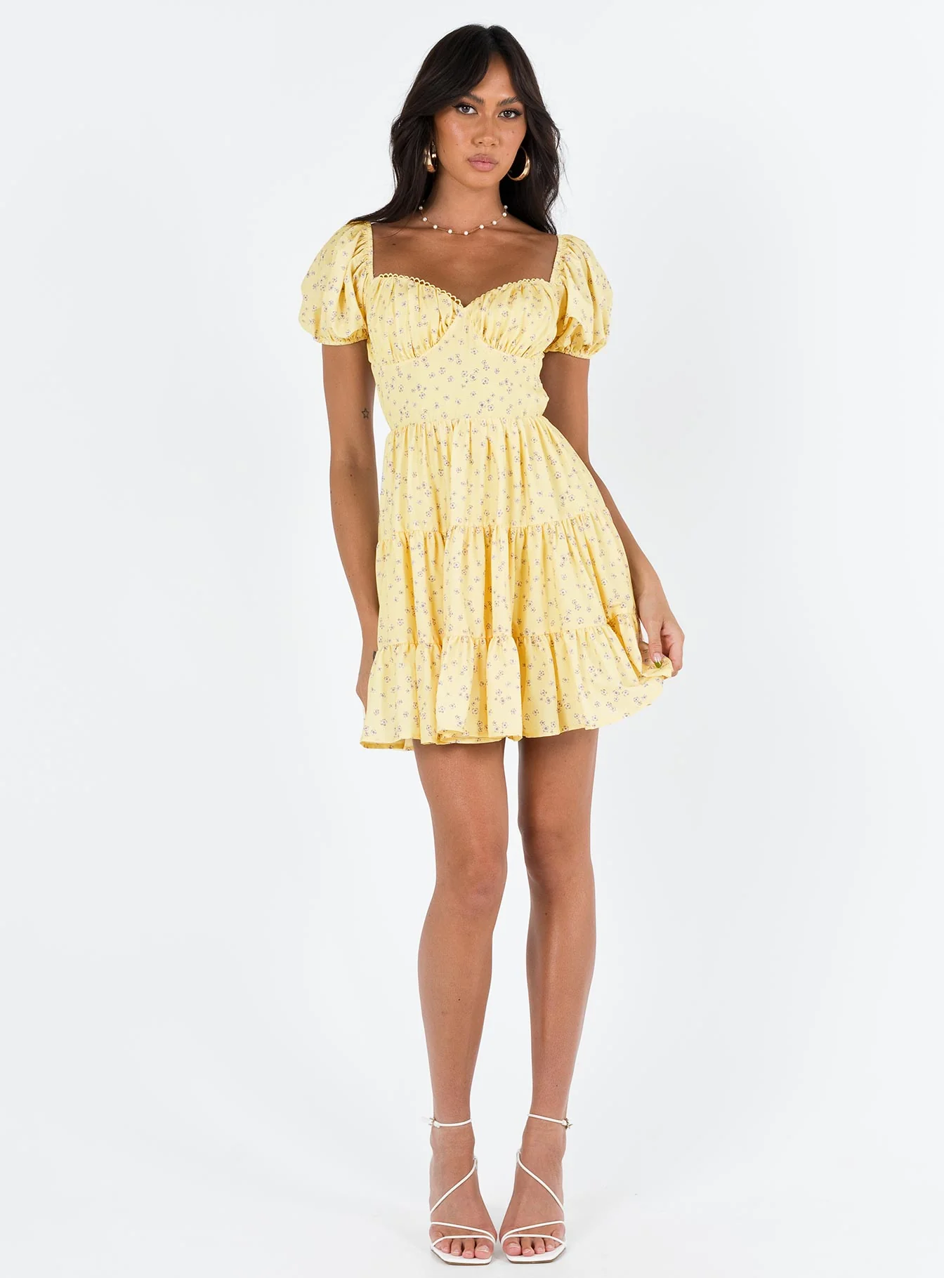 Danny Mini Dress Yellow Floral - Image 4
