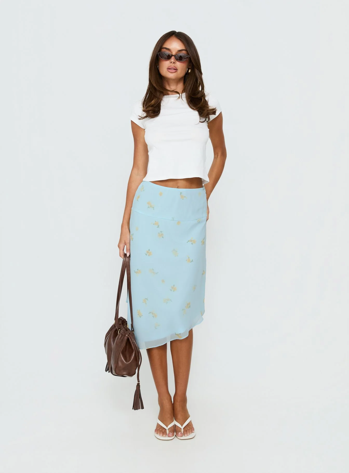 Daphene Asymmetrical Midi Skirt Blue Floral - Image 3