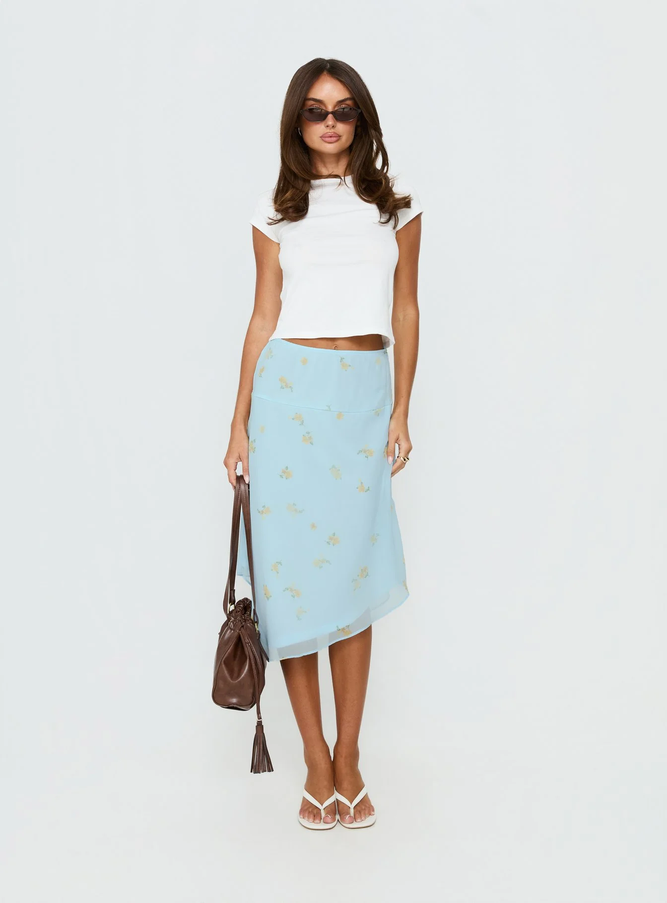 Daphene Asymmetrical Midi Skirt Blue Floral - Image 7