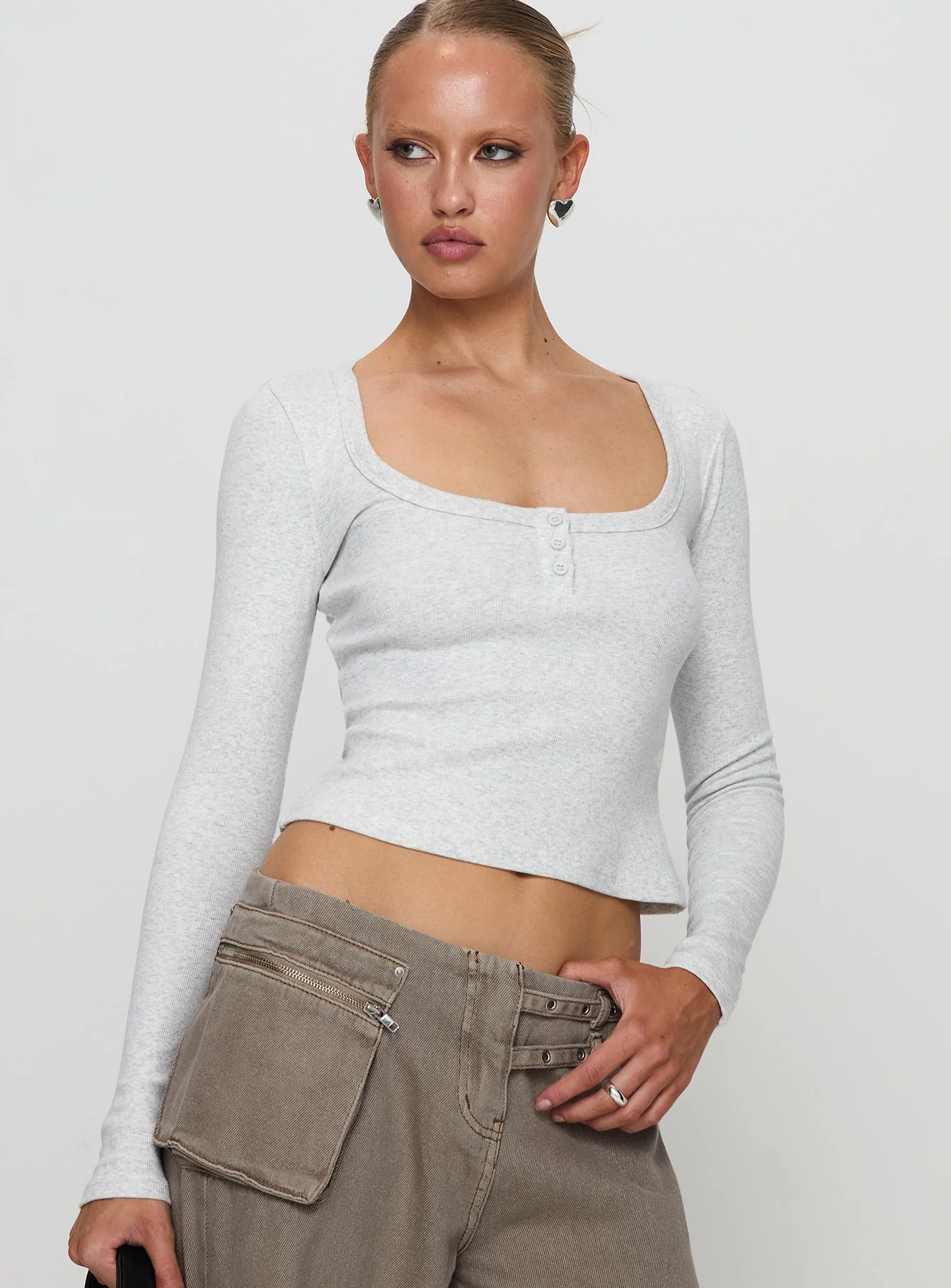Daphine Long Sleeve Top Grey - Image 2