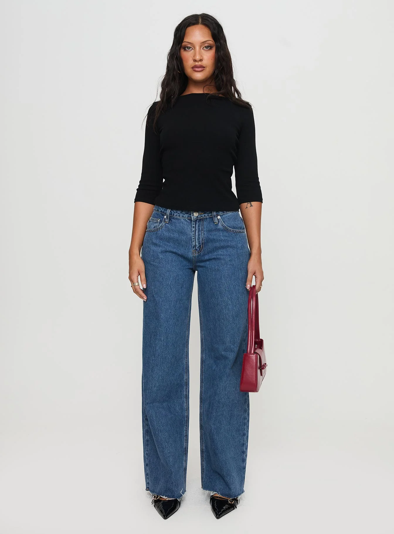Darla Low Rise Straight Leg Jeans Mid Wash - Image 7