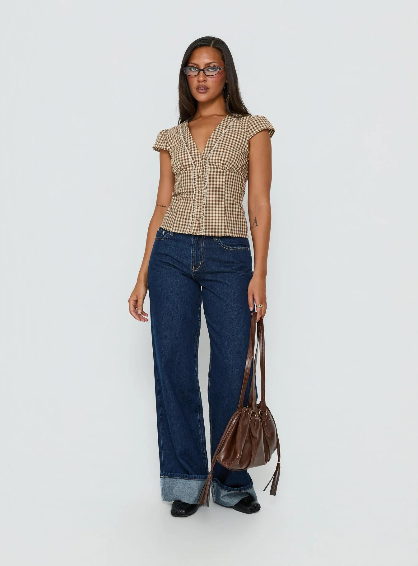 Darla Low Rise Straight Leg Cuff Jean Dark Blue Wash - Image 3