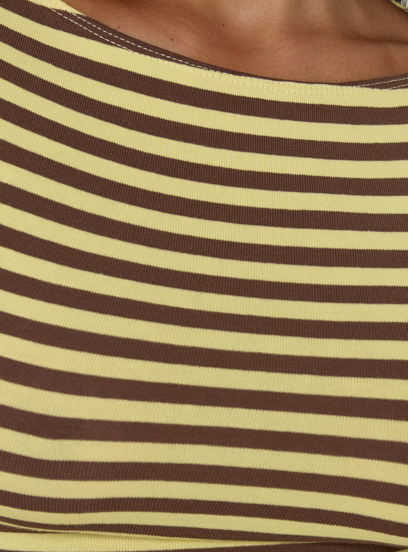 Darling Days 3/4 Sleeve Top Chocolate / Yellow Stripe - Image 6