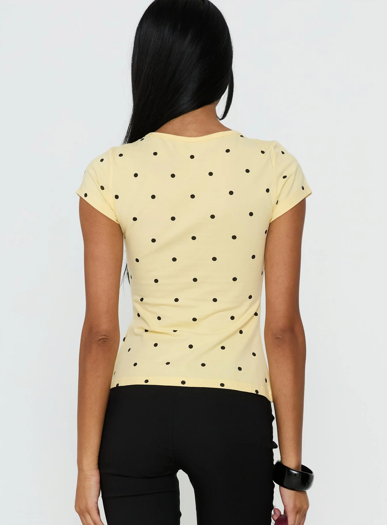 Darling Girl Graphic Top Yellow Polka Dot - Image 5