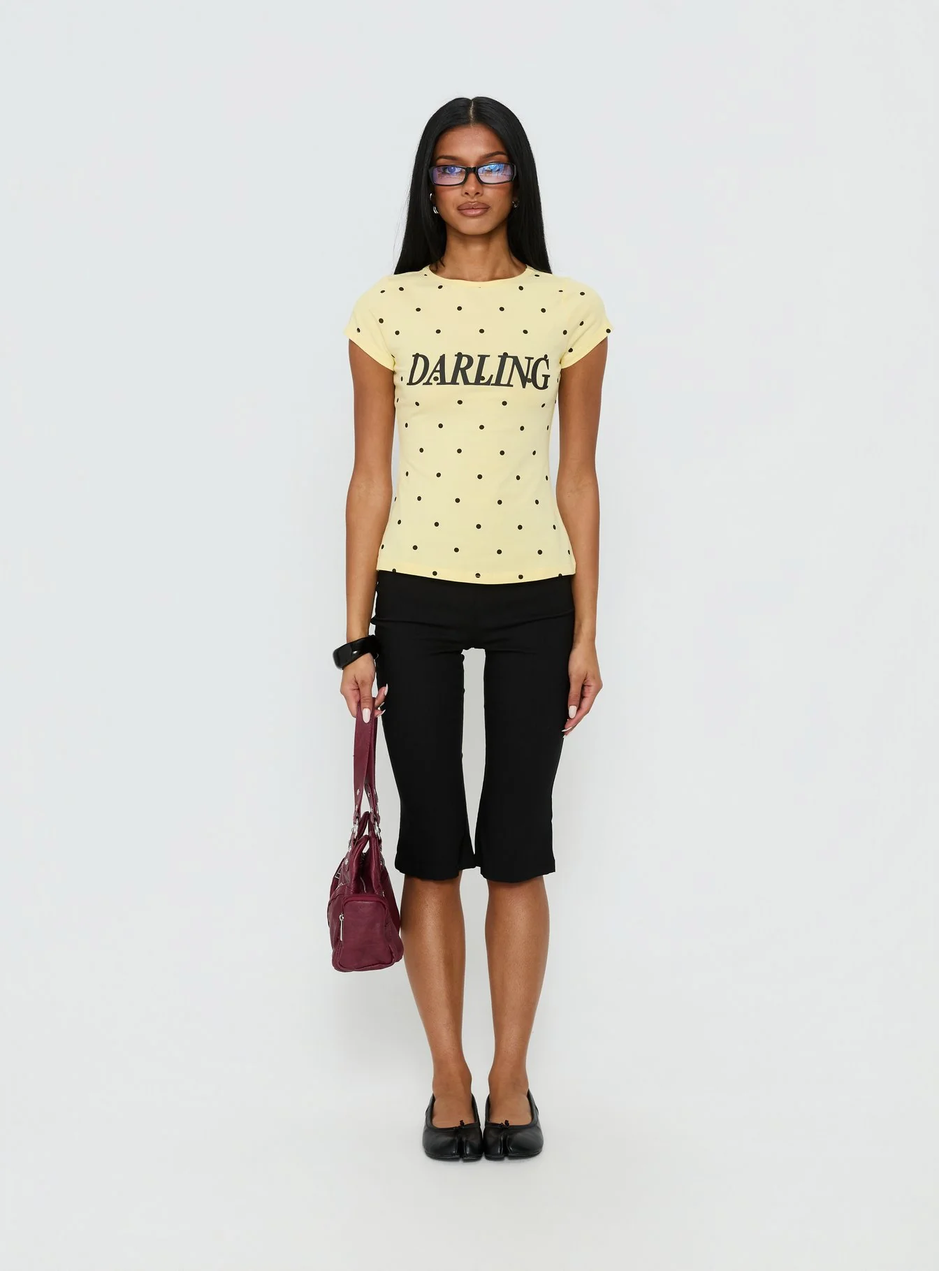Darling Girl Graphic Top Yellow Polka Dot - Image 7