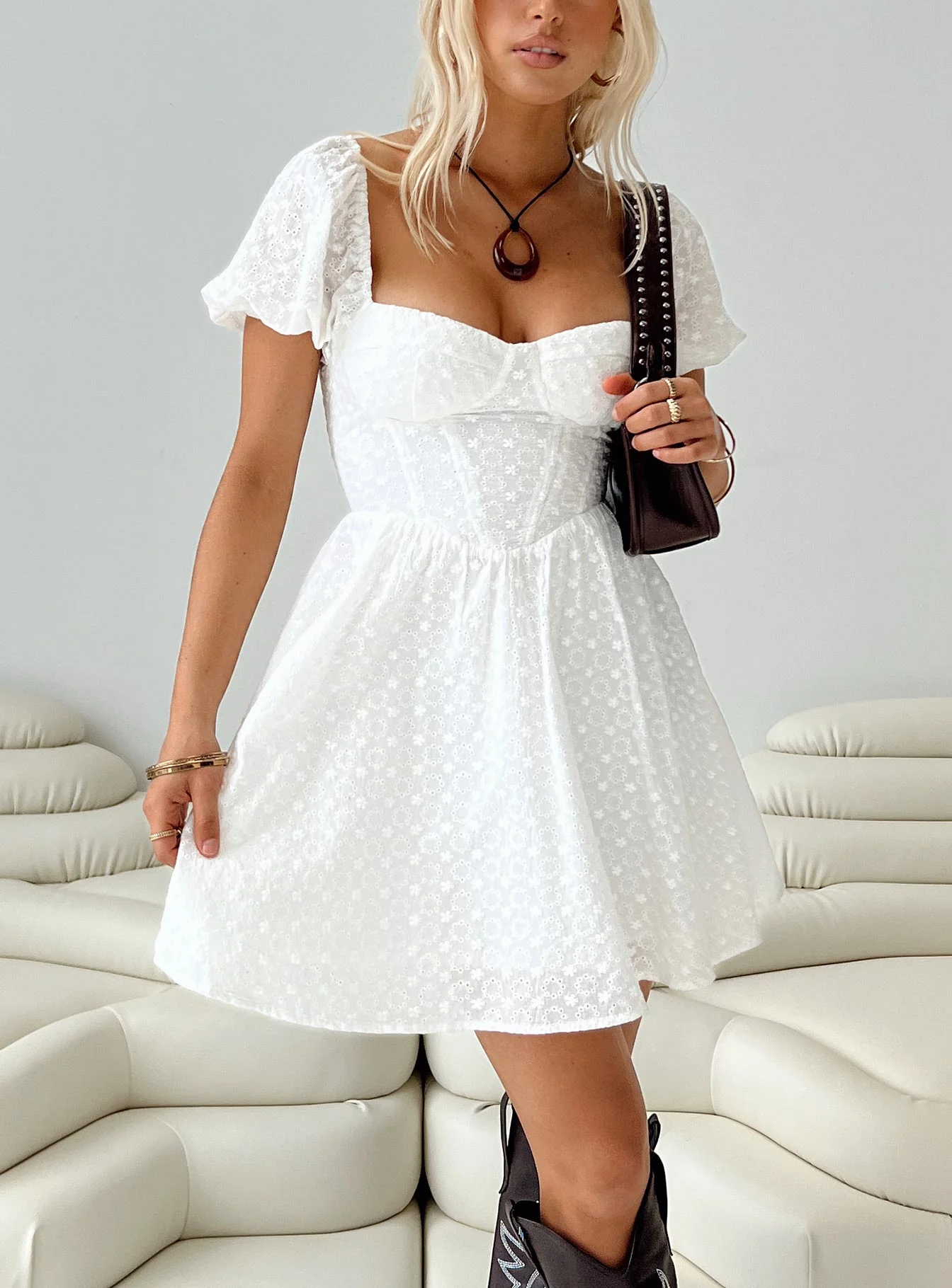 Darso Mini Dress White - Image 3