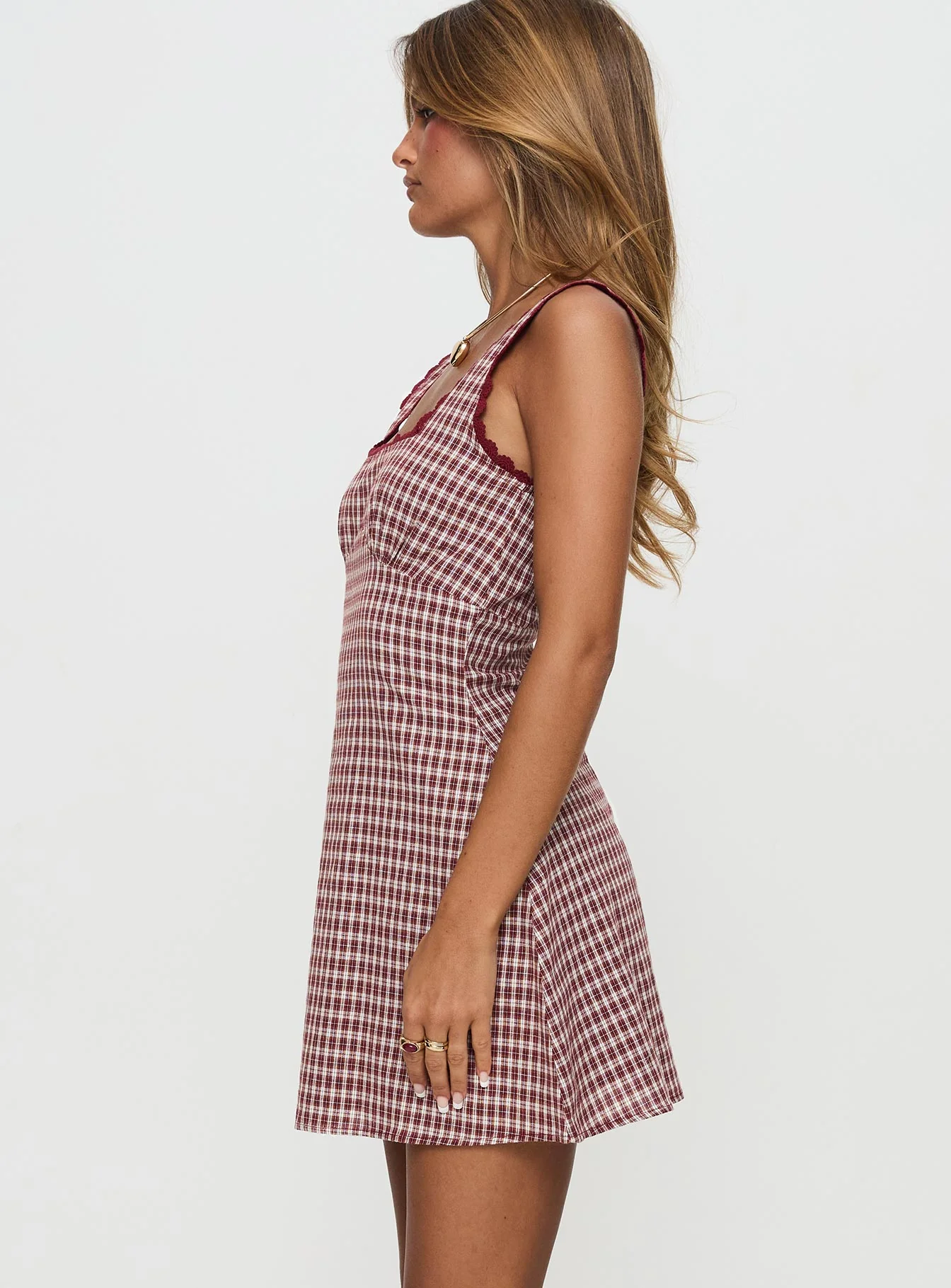 Dasha Mini Dress Red Check Petite - Image 5