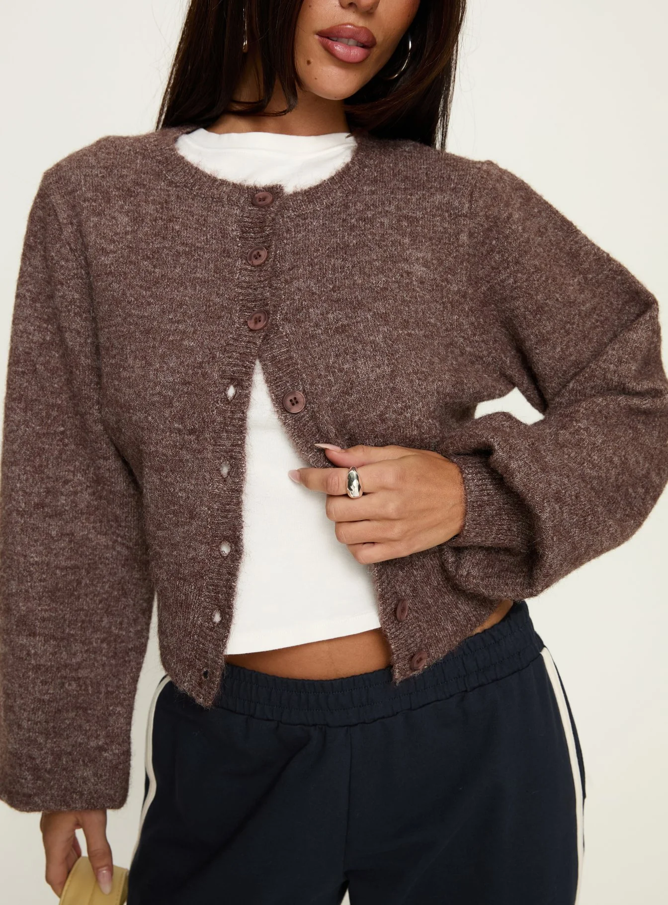 Dawsen Button Down Cardigan Brown - Image 5