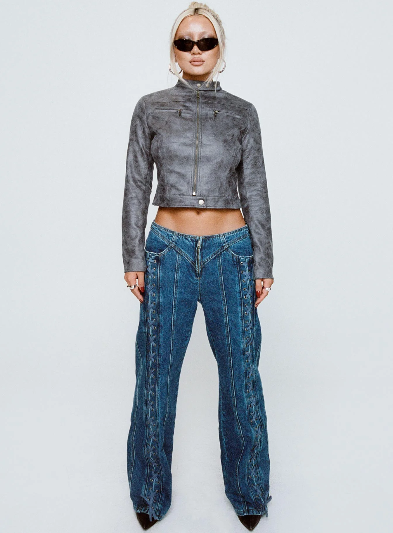 Day Dream Mid Rise Straight Leg Jeans Dark Blue Wash - Image 10