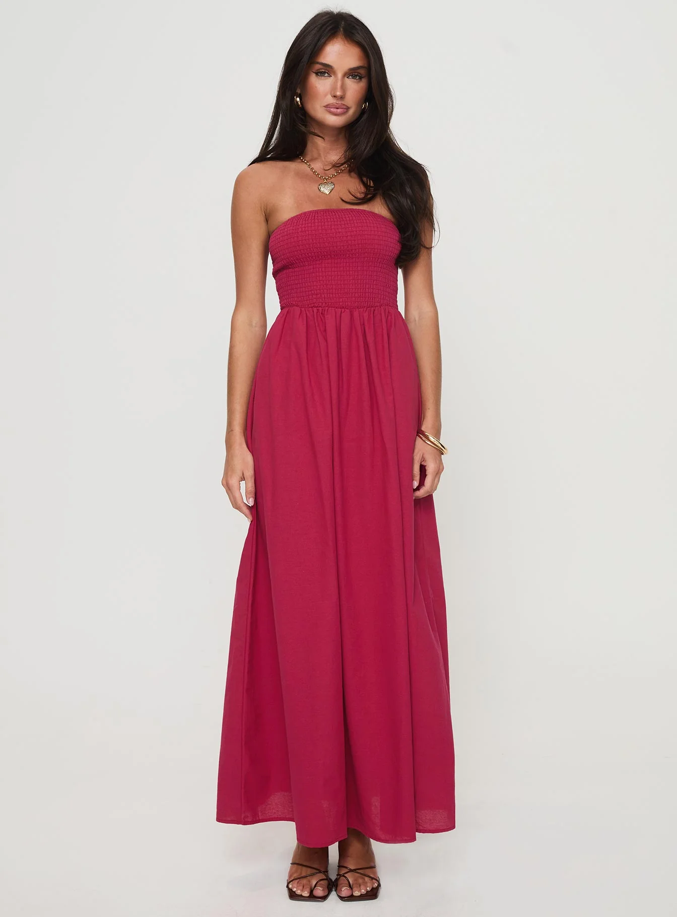 Dayona Strapless Maxi Dress Red - Image 7