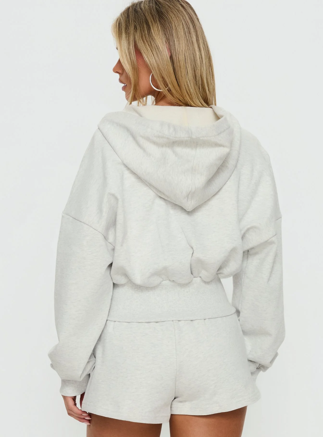 Daytime Cropped Blouson Hoodie Snow Marle - Image 5