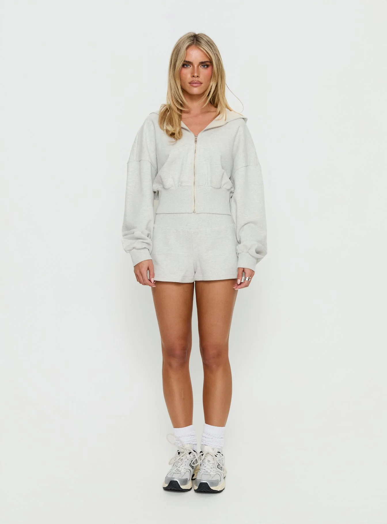Daytime Cropped Blouson Hoodie Snow Marle - Image 7