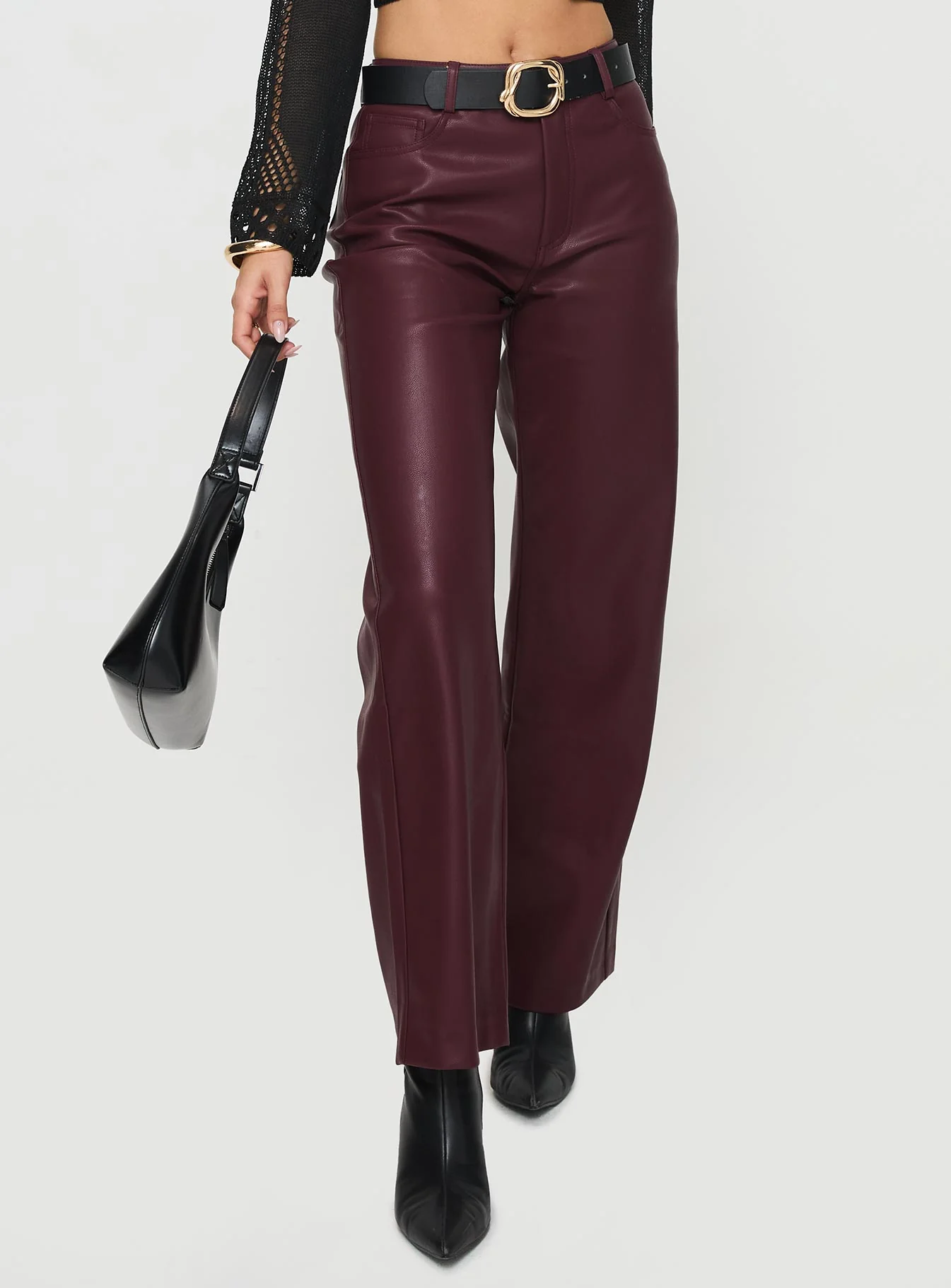 Dempsey Faux Leather Pants Deep Cherry - Image 2