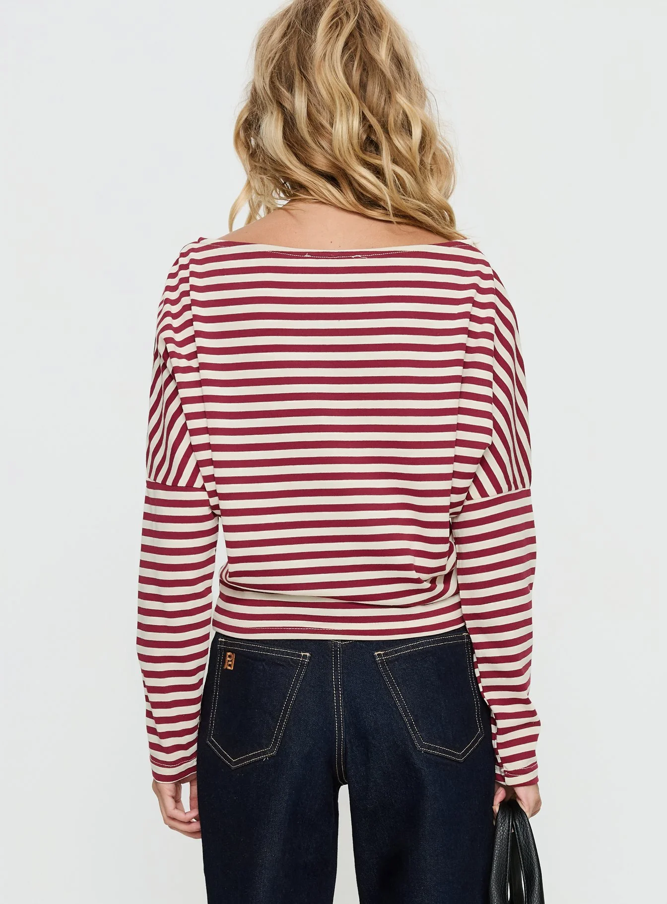 Deora Cinched Long Sleeve Top Red Stripe - Image 5