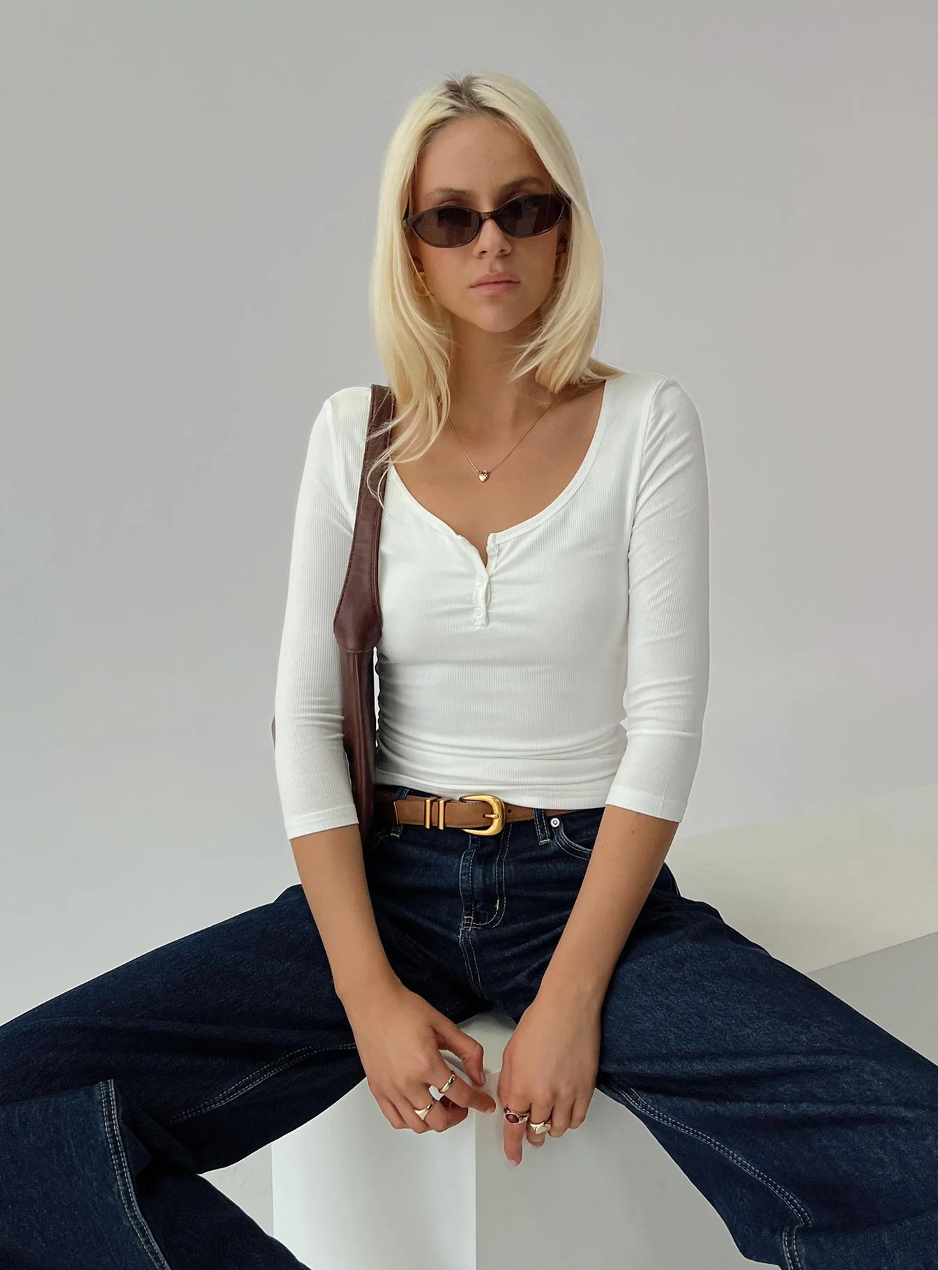Desirae 3/4 Sleeve Top White - Image 8