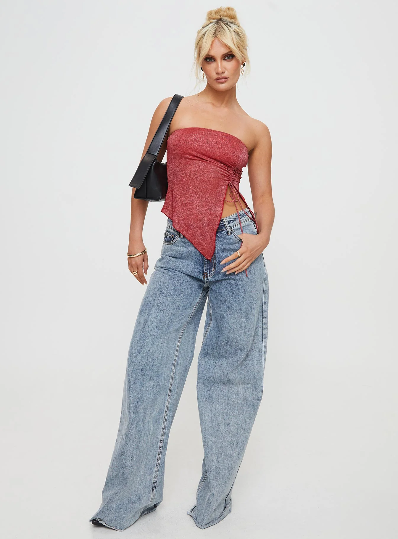 Dessy Strapless Top Red Glitter - Image 3