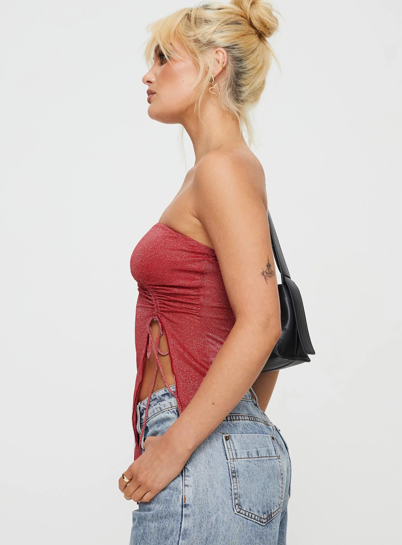 Dessy Strapless Top Red Glitter - Image 4