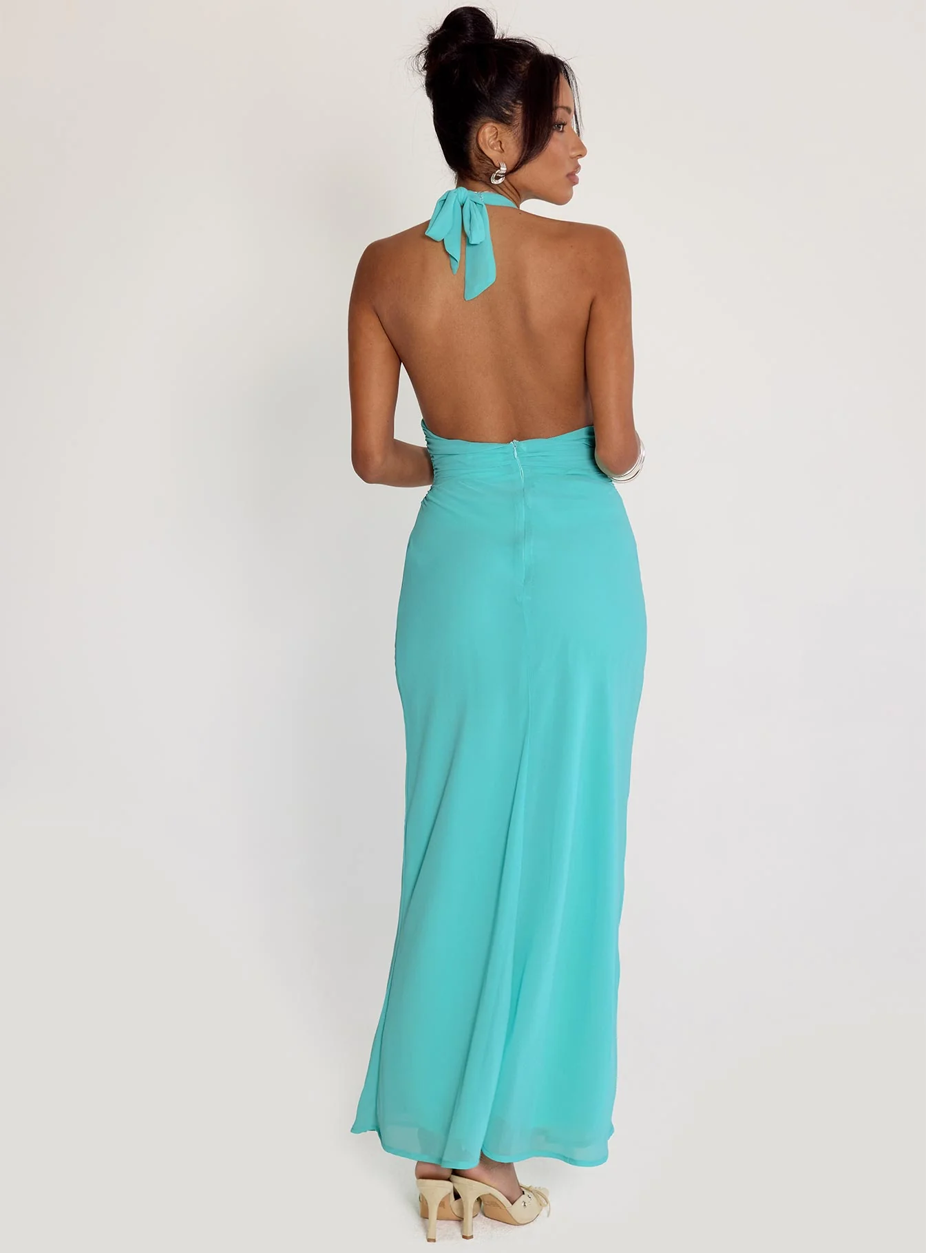 Destina Plunge Maxi Dress Aqua - Image 4